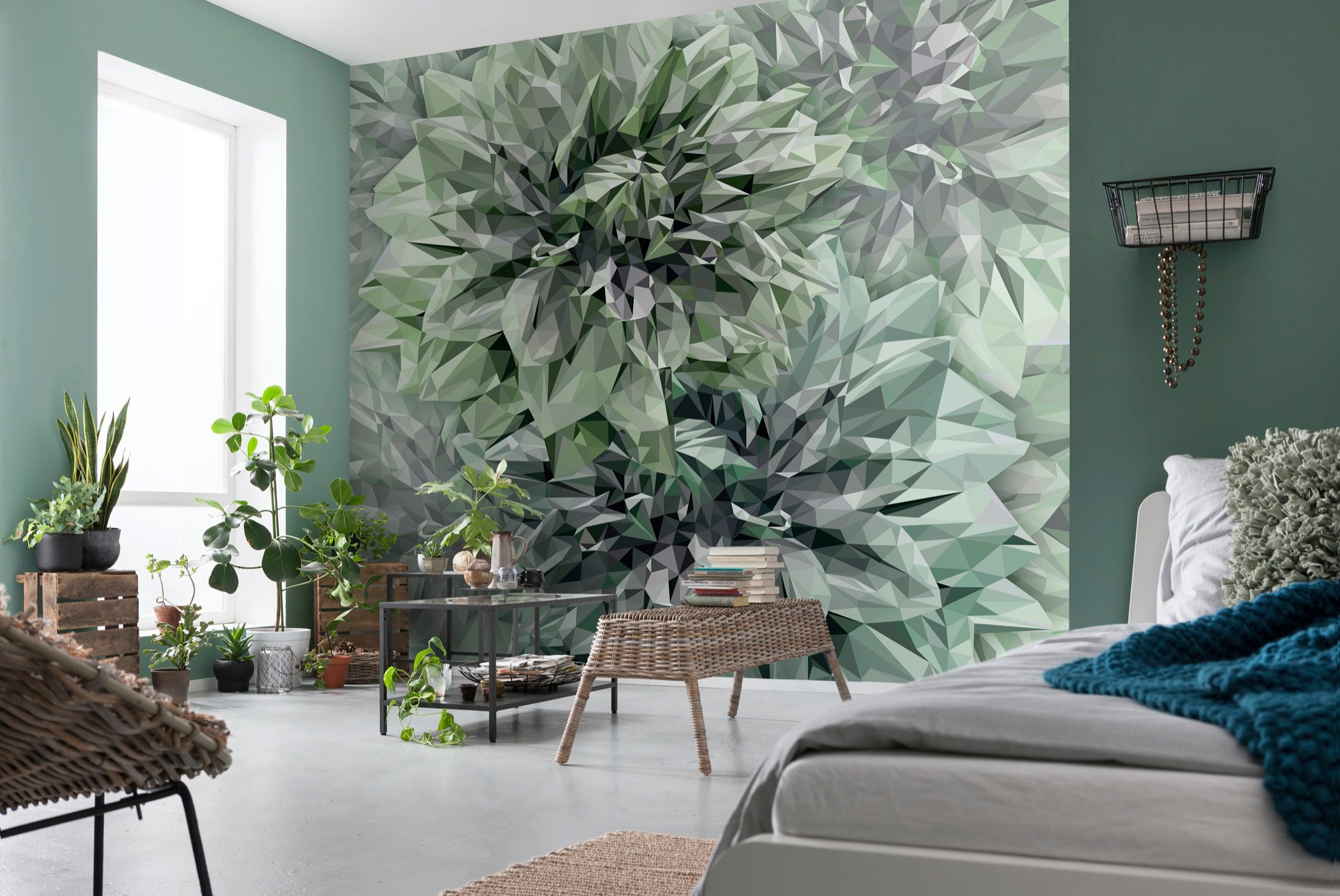 Komar Vliestapete »Digitaldruck Vlies -  Emerald Flowers - Grösse 300 x 280 cm« bedruckt glatt Wohnzimmer, Schlafzimmer