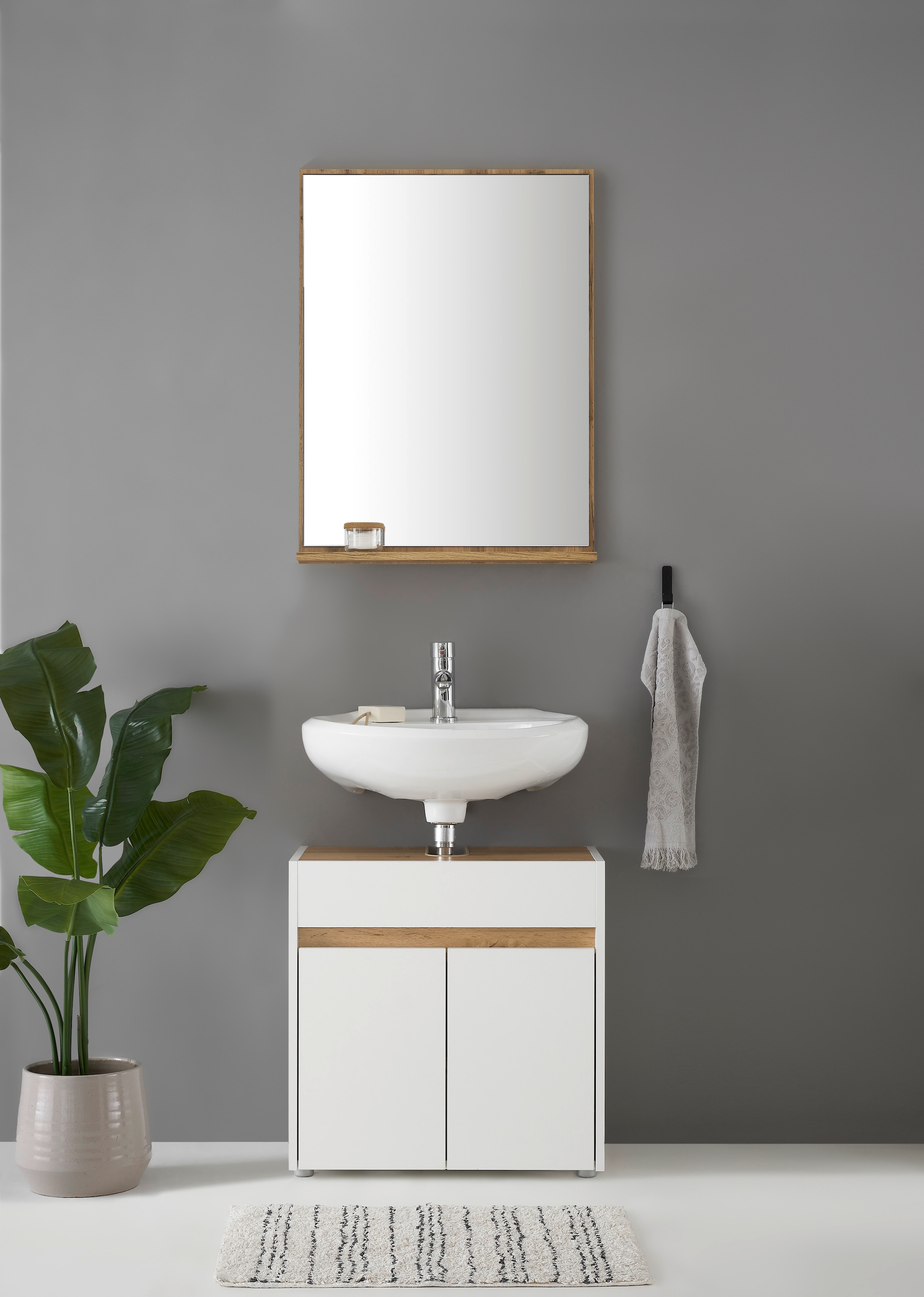 Home affaire Ensemble de meubles de salle de bain »CITY/ GIRON, Bad im zeitlosen Design, 2-teiliges Badezimmer« Set, 2 cuis tlg.