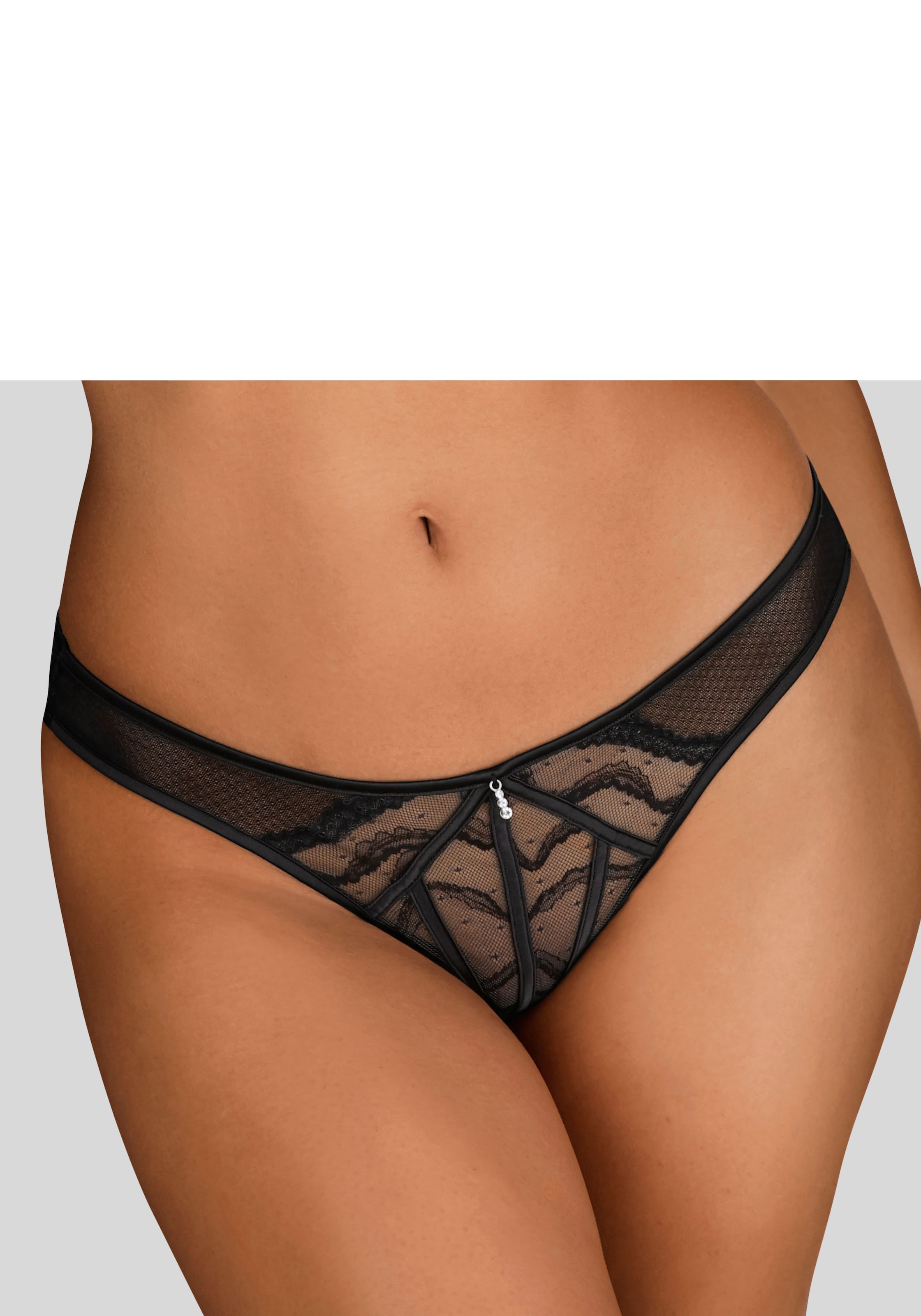 Image of LASCANA Tanga mit dekorativen Satinbändern, transparente Unterwäsche, Reizwäsche