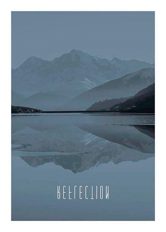 Image of Komar Bild "Word Lake Reflection Steel" Natur 1 Stk. tlg. Wandbild zur Dekoration - ohne Rahmen