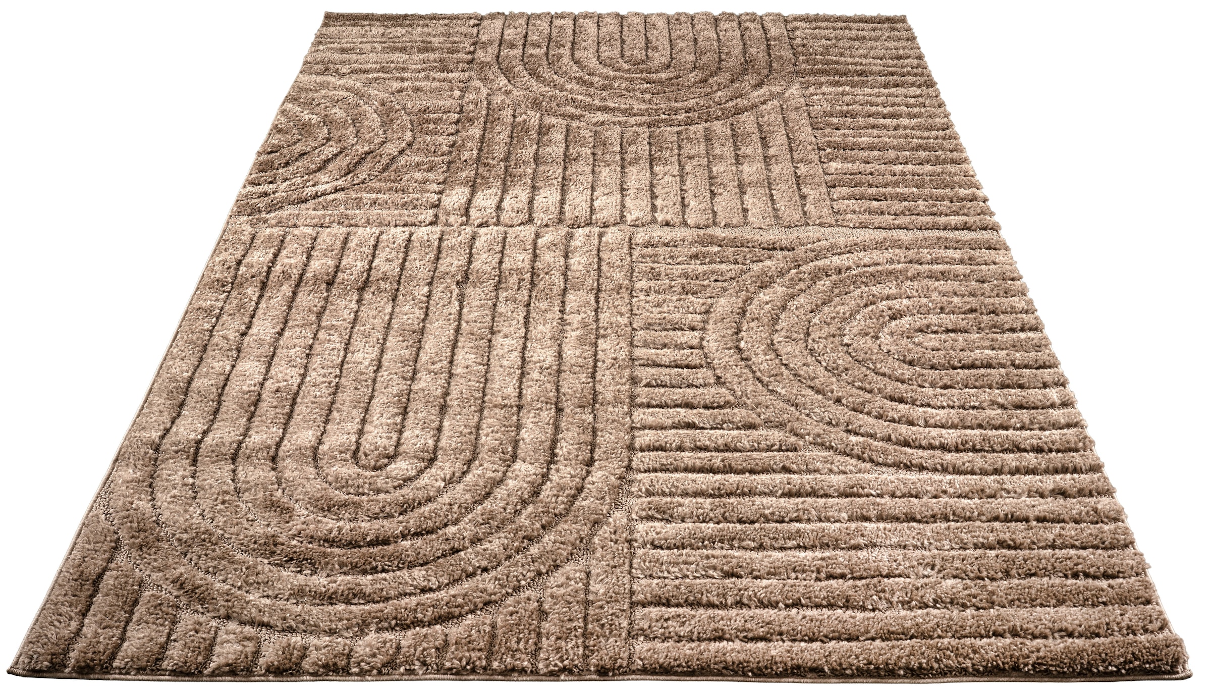 GOODproduct Teppich »Jonne, Boho-Design, Scandi, Designteppich« rechteckig 20 mm Höhe Hoch-Tief, 3D Optik, skandinavischer Stil, Wohnzimmer, Schlafzimmer