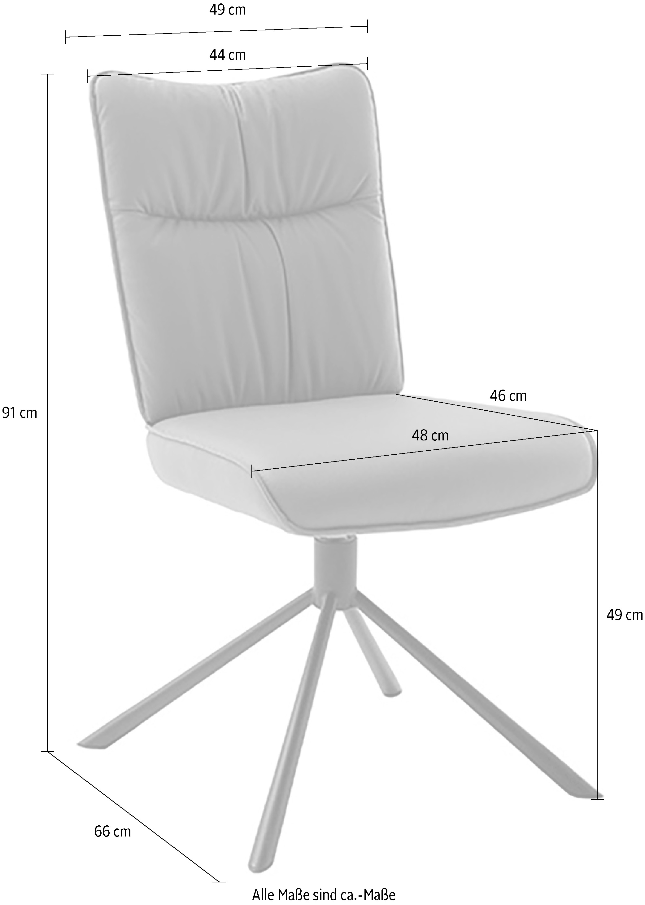 MCA furniture 4-Fussstuhl »MARIN Esszimmerstuhl (2er Set) - Stuhl«, (Set), 2 St., Microfaser, 360° drehbar, Metall schwarz, beweglichen Rücken, belastbar 120 kg