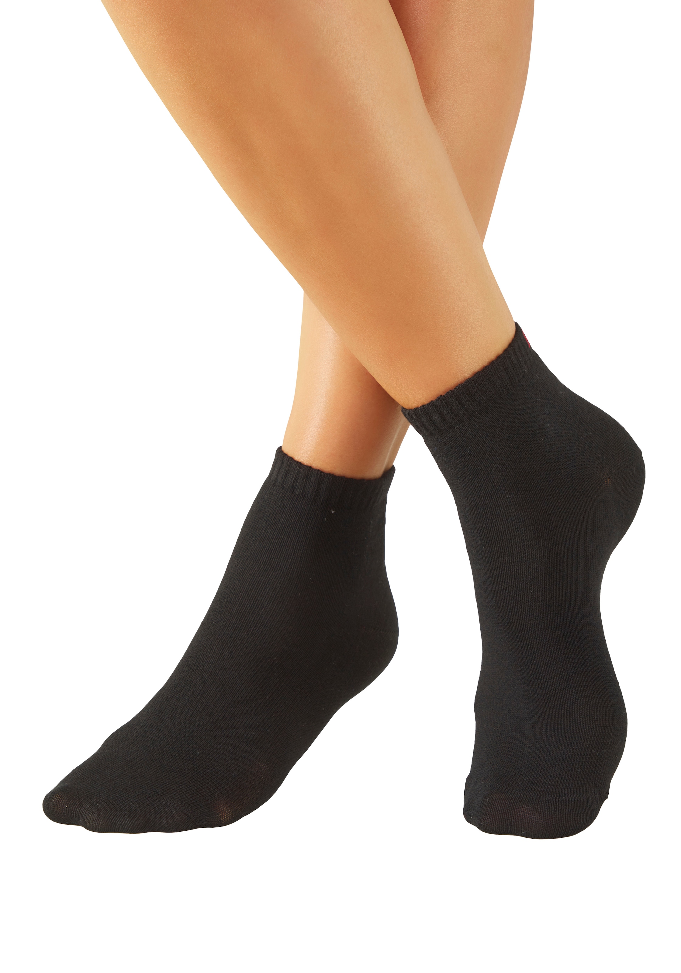 Bench. Chaussettes courtes »für Damen und Herren in Baumwollmischung, für Sport und Freizeit« Paquet, 6 Couple tlg. avec inscription logo classique, sans éponge,