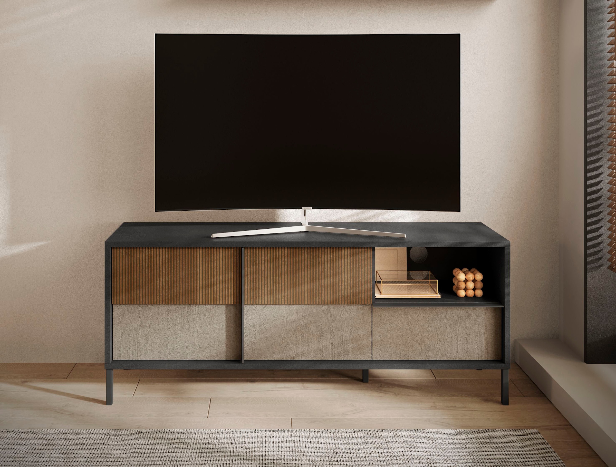 Image of Home affaire Lowboard "Everest Breite 156 cm, TV-Board mit 2 Türen u. 1 Schubkasten" Fernsehtisch, TV-Schrank, Soft/Self Closing, Korpus 22 mm