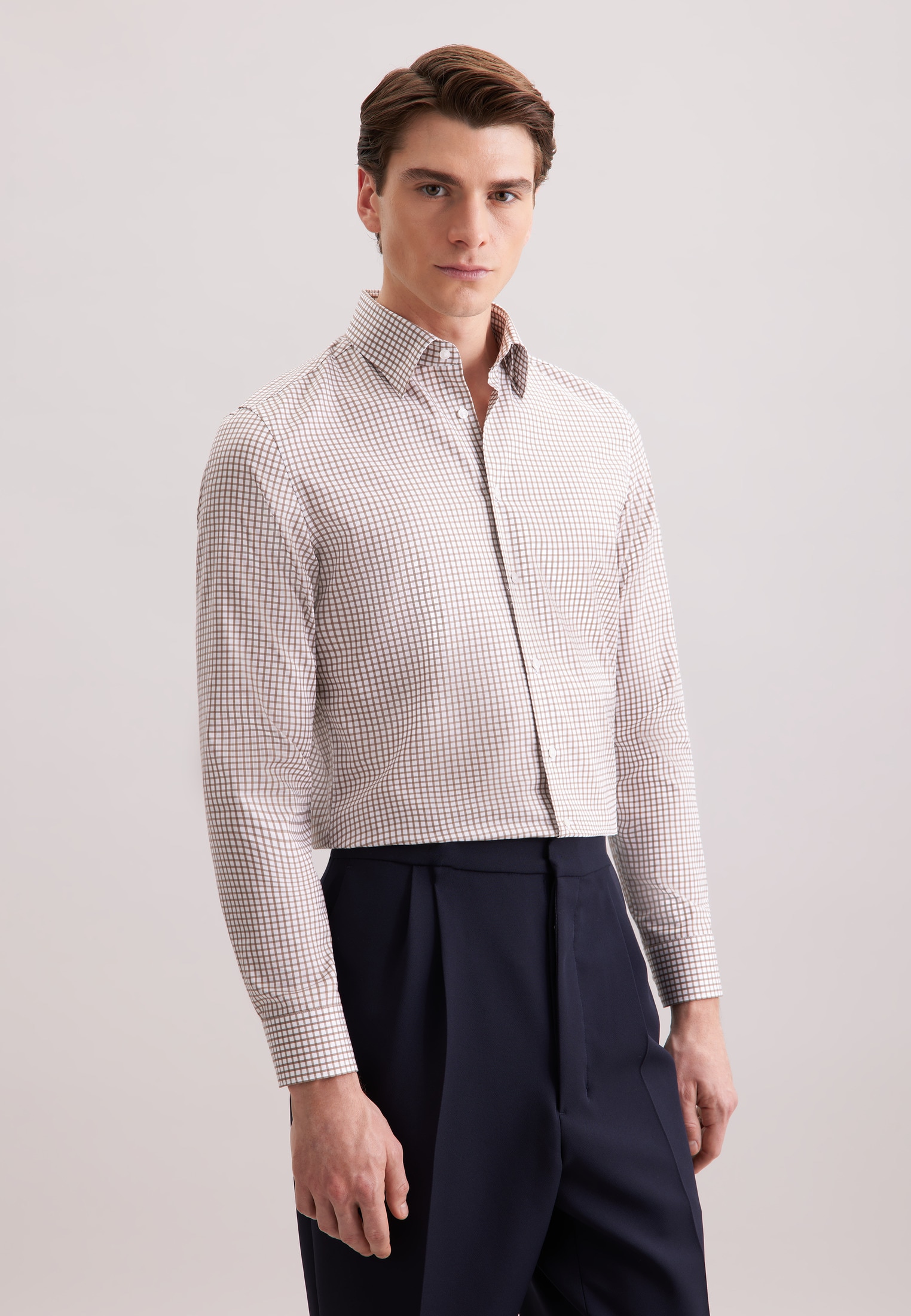 Image of seidensticker Businesshemd "Schwarze Rose" Slim 1/1 Covered-Button-Down-Kragen Karo