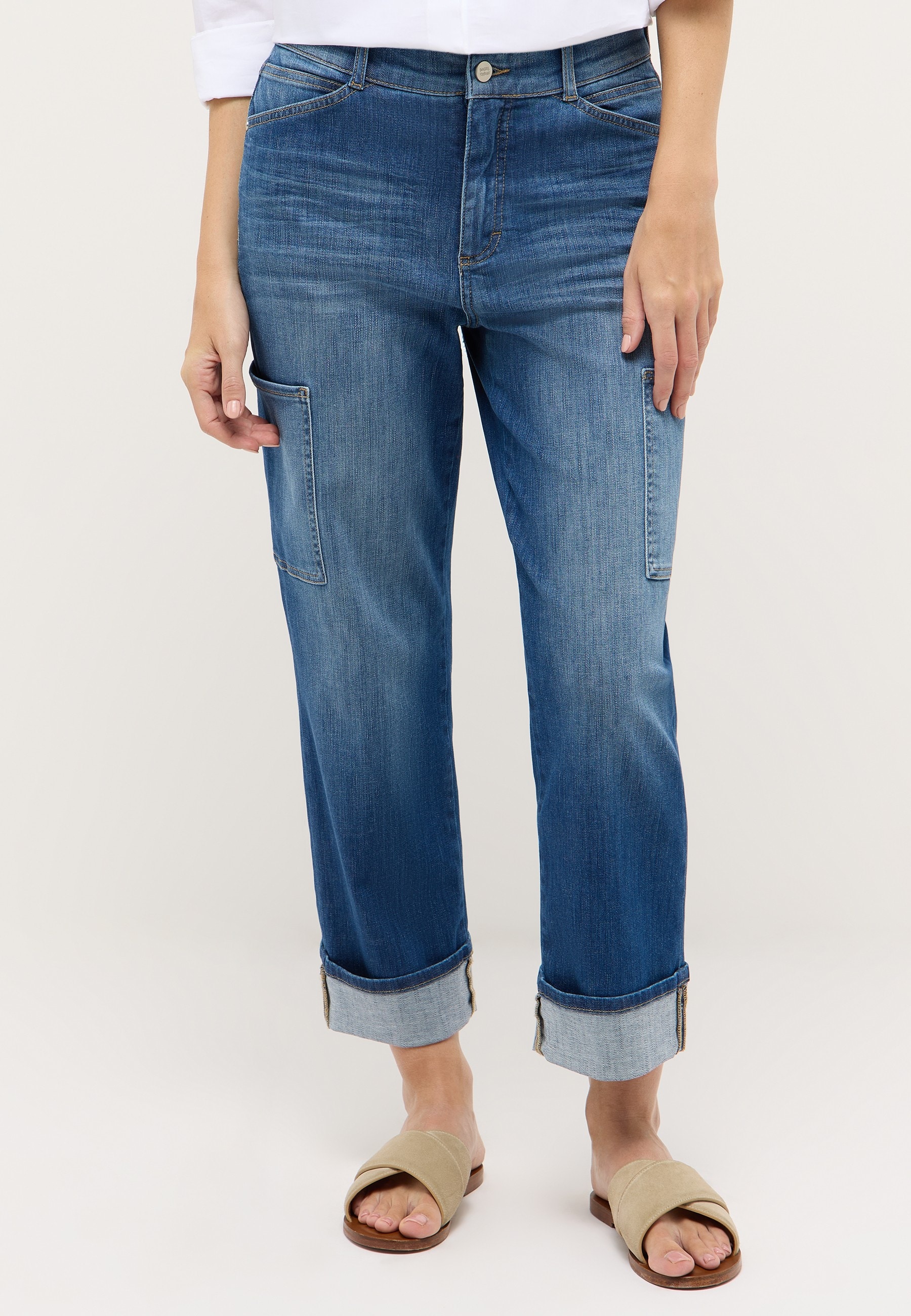 Image of ANGELS Cargojeans "Liberta Cargo" mit Umschlagsaum und Used-Effekten