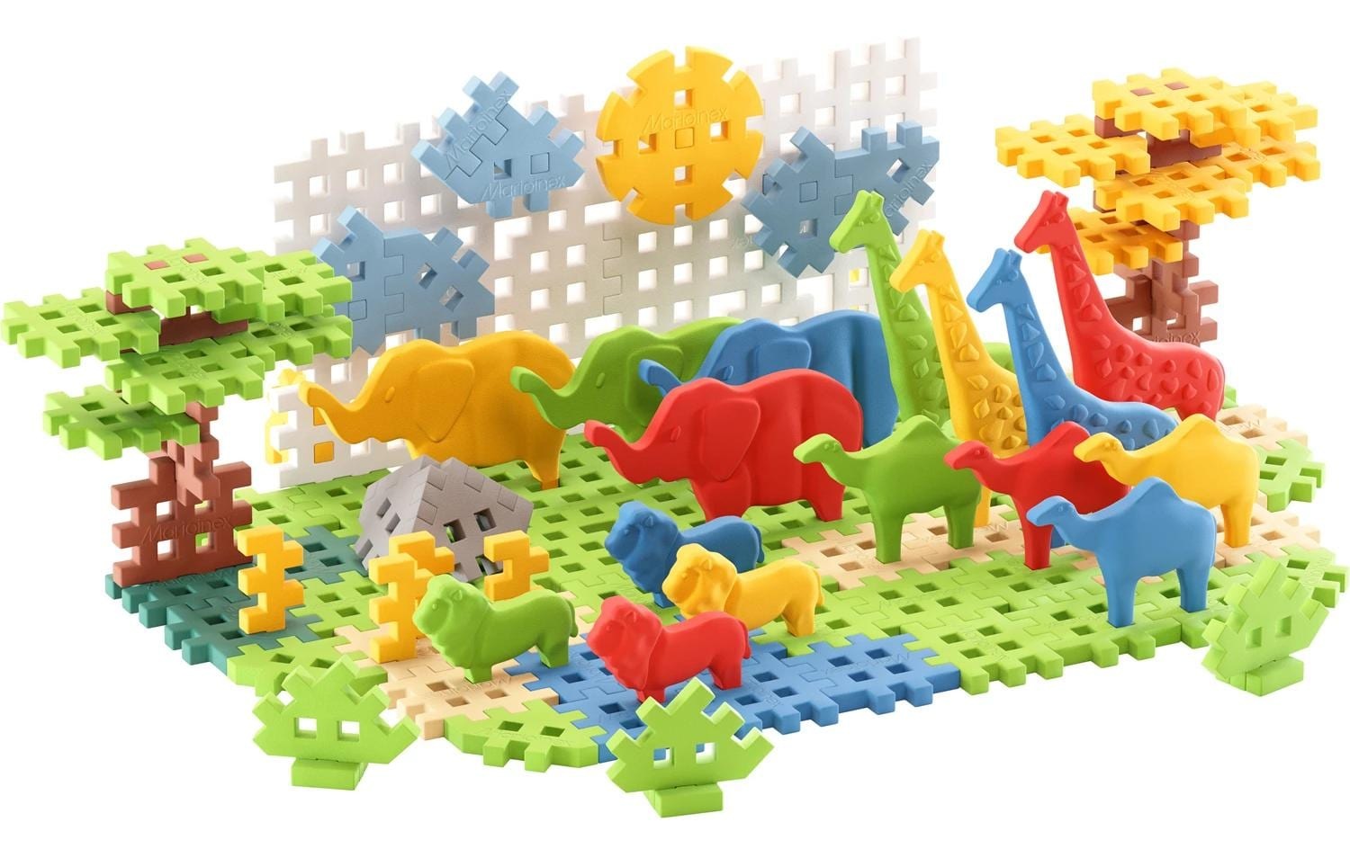 Image of Konstruktionsspielsteine "Max Bersinger Marioinex Mini Waffle Tier Safari - 100 Teile"