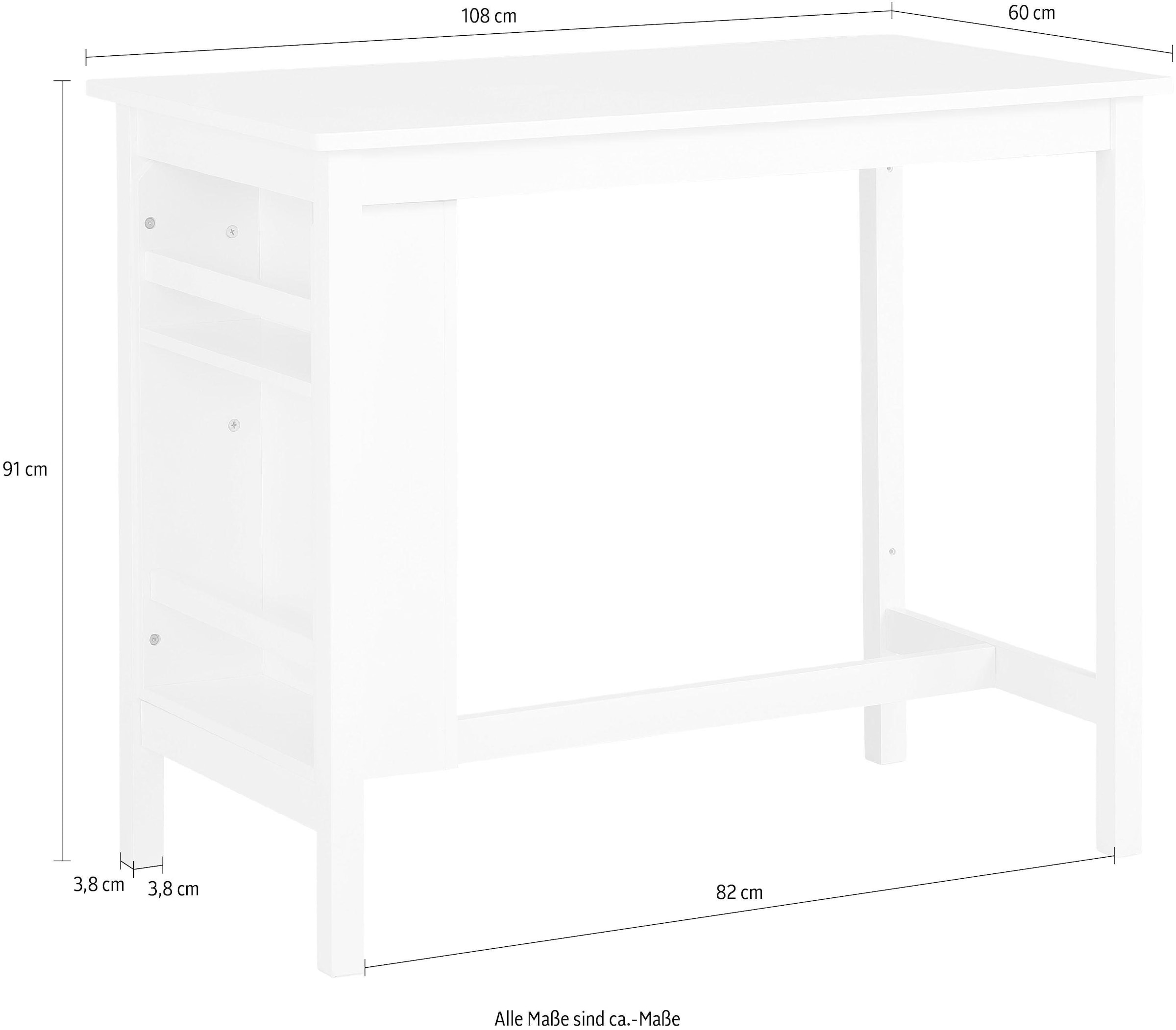 Home affaire Bartisch »Torpedo, TOPSELLER!«, (Bartisch, Küchentisch, Esstisch, OTTOs Choice), Gestell Massivholz Kiefer, Tischplatte und Regal MDF, Küchentisch