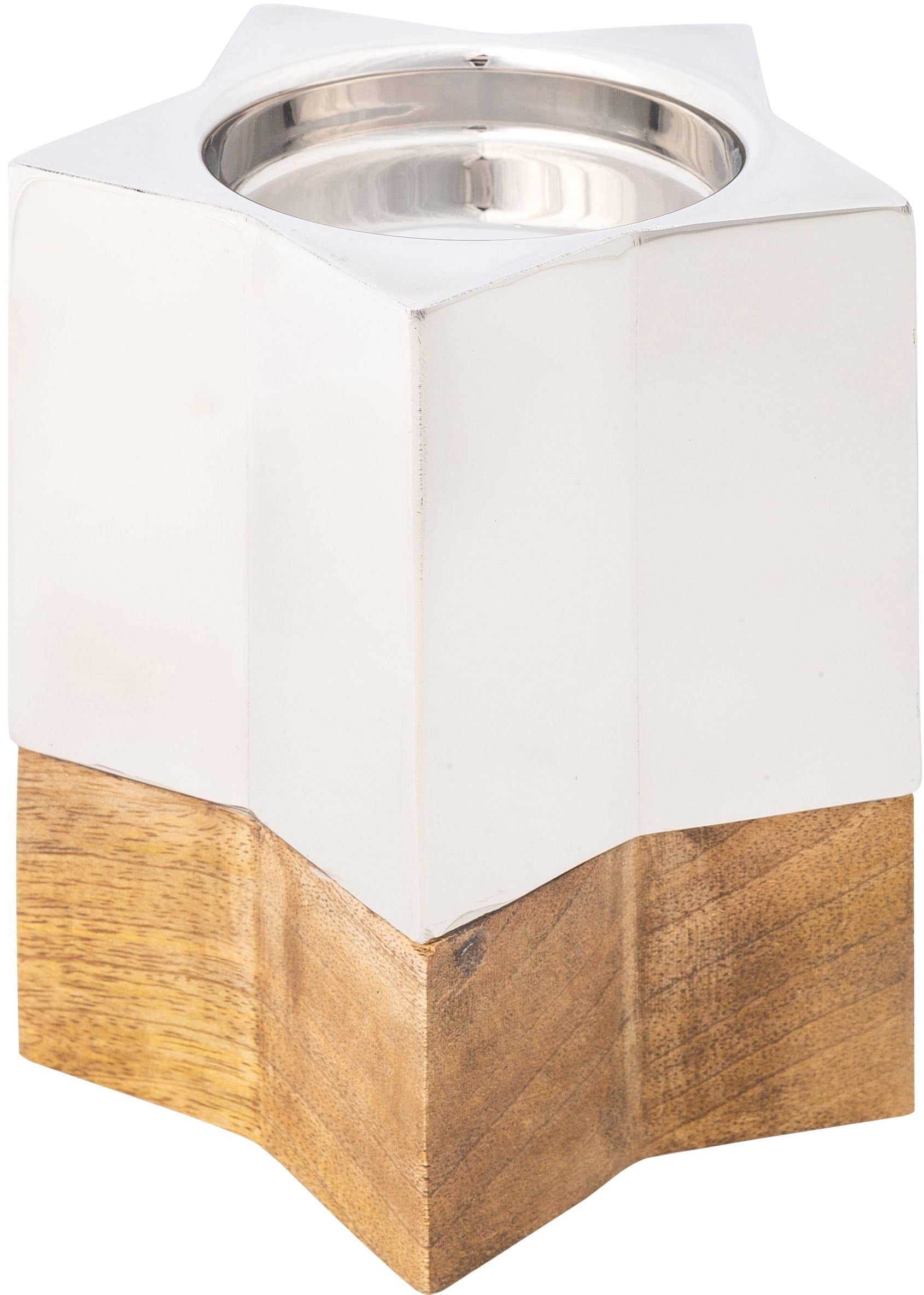 Image of Creativ deco Kerzenhalter "Weihnachtsdeko" edle Kombi aus Edelstahl und Holz