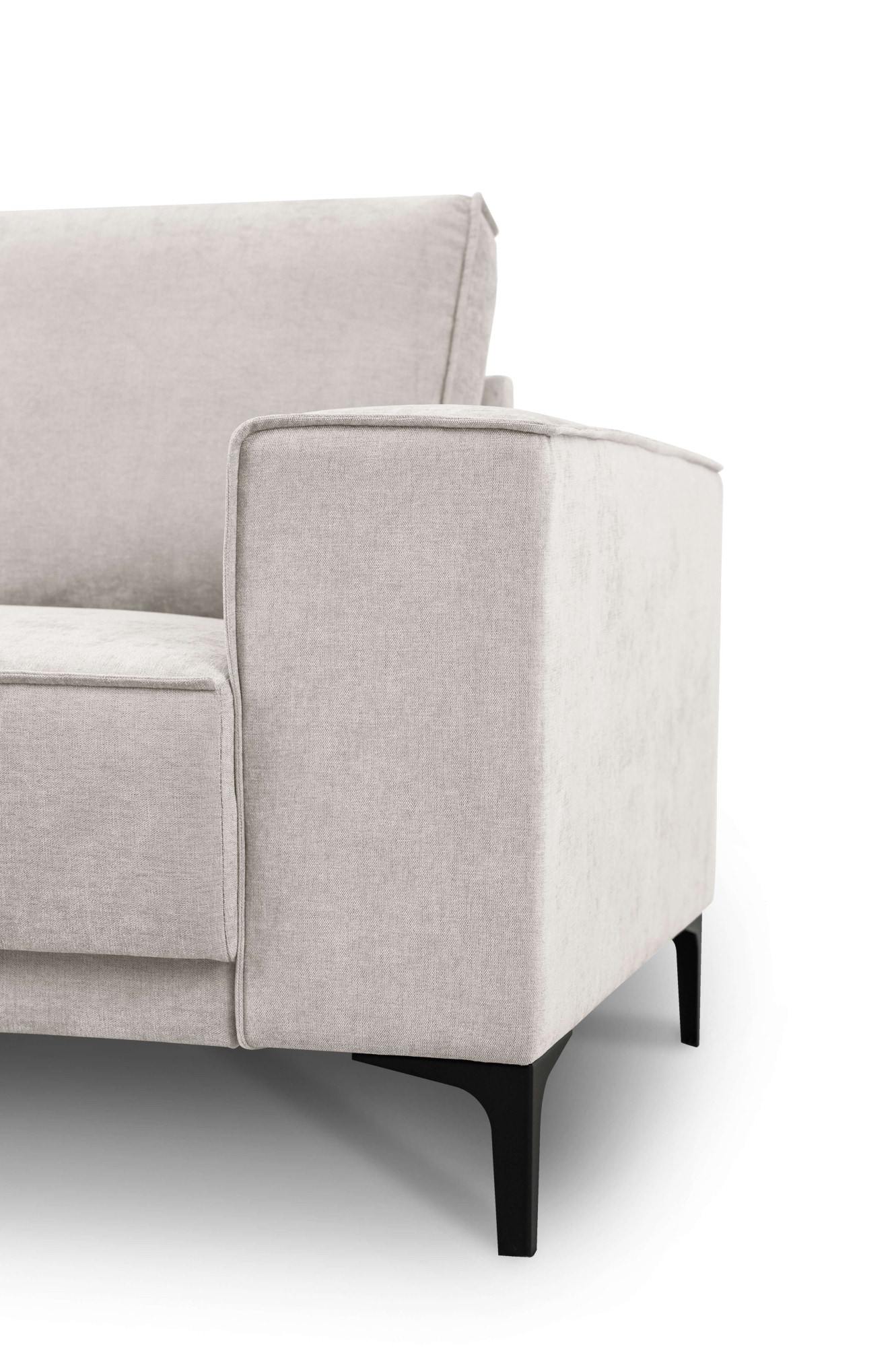 Places of Style Ecksofa »Polsterecke Oland, Struktur, Flachgewebe, Luxus-Microfaser, Boucle«, L-Form, 289 cm, Wellenunterfederung, Skandi-Design, Metallfüsse