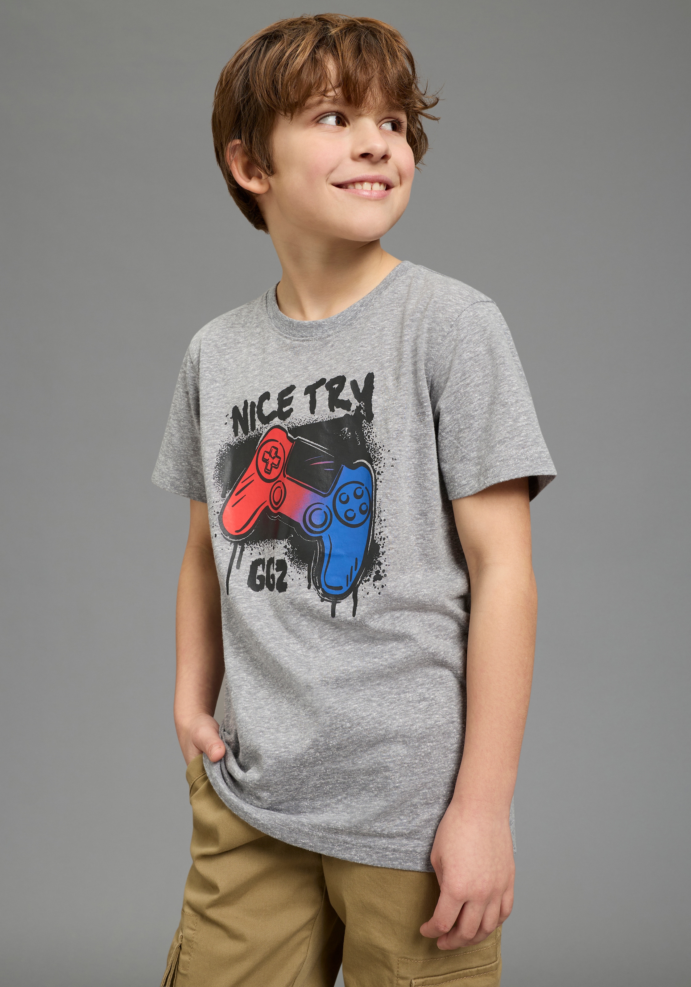 Image of KIDSWORLD T-Shirt "Gamer-Druck: NICE TRY", cooler Gamer-Print