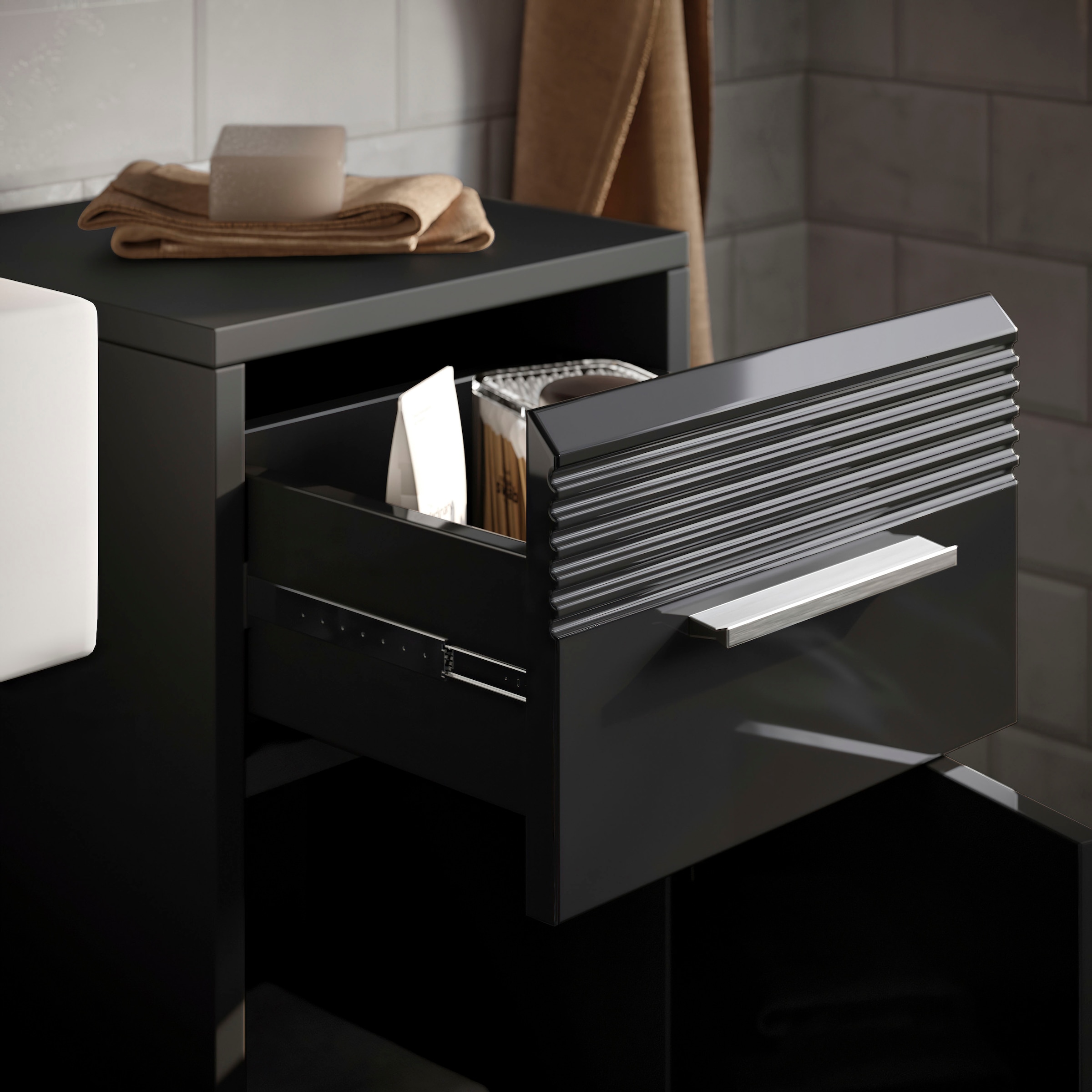 Home affaire Badmöbel-Set »Malmö, 5 teilig, inklusive LED Beleuchtung, bestehend aus:« 5 Stk. tlg.