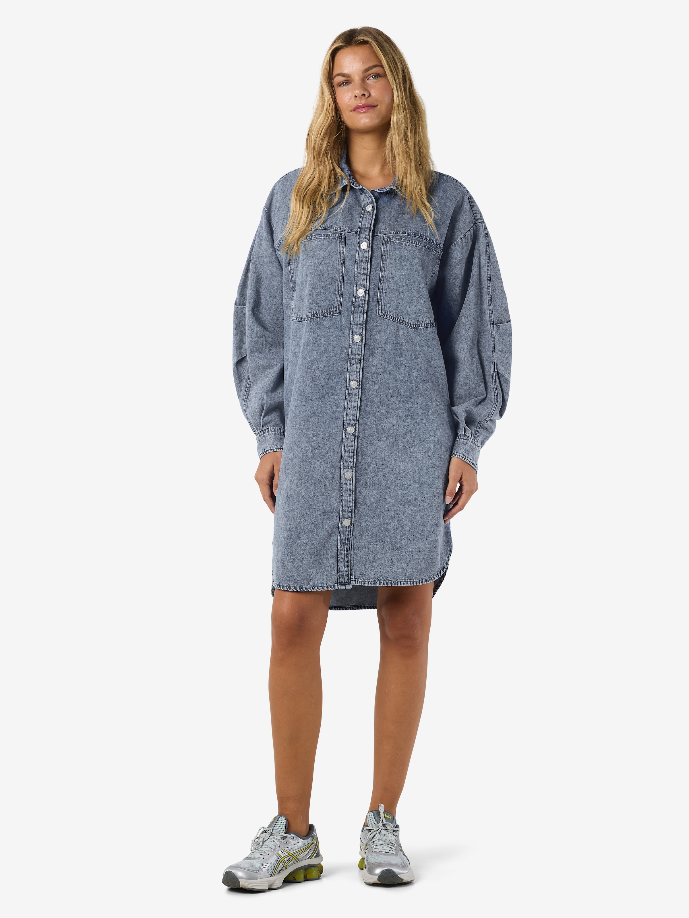 Image of Noisy may Jeanskleid "NMENZA RICA LS SHIRT DRESS" aufgesetzte Taschen Baumwolle, loose fit