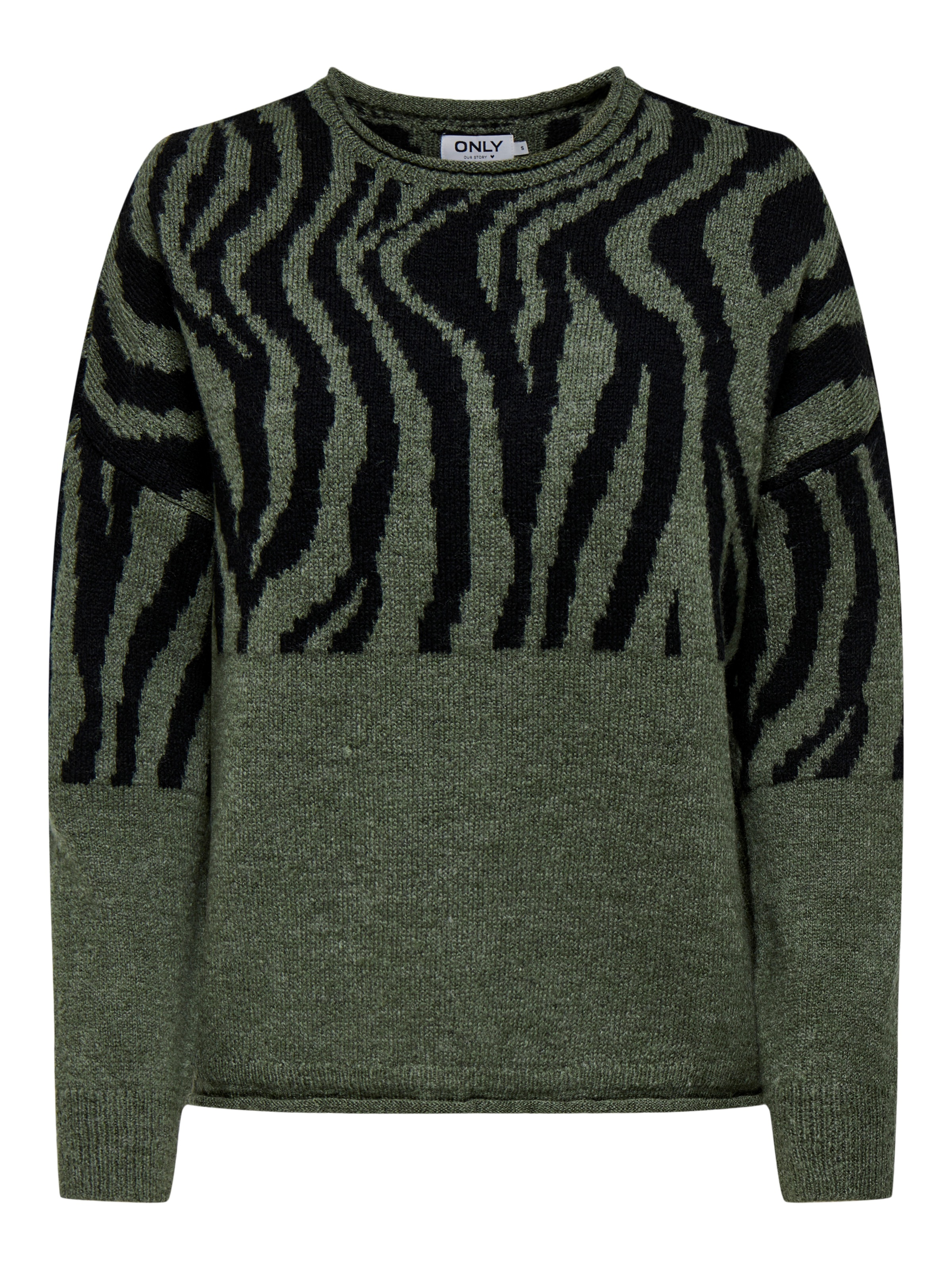 ONLY Rundhalspullover »ONLJADE ANIMAL LS O-NECK NOOS KNT«