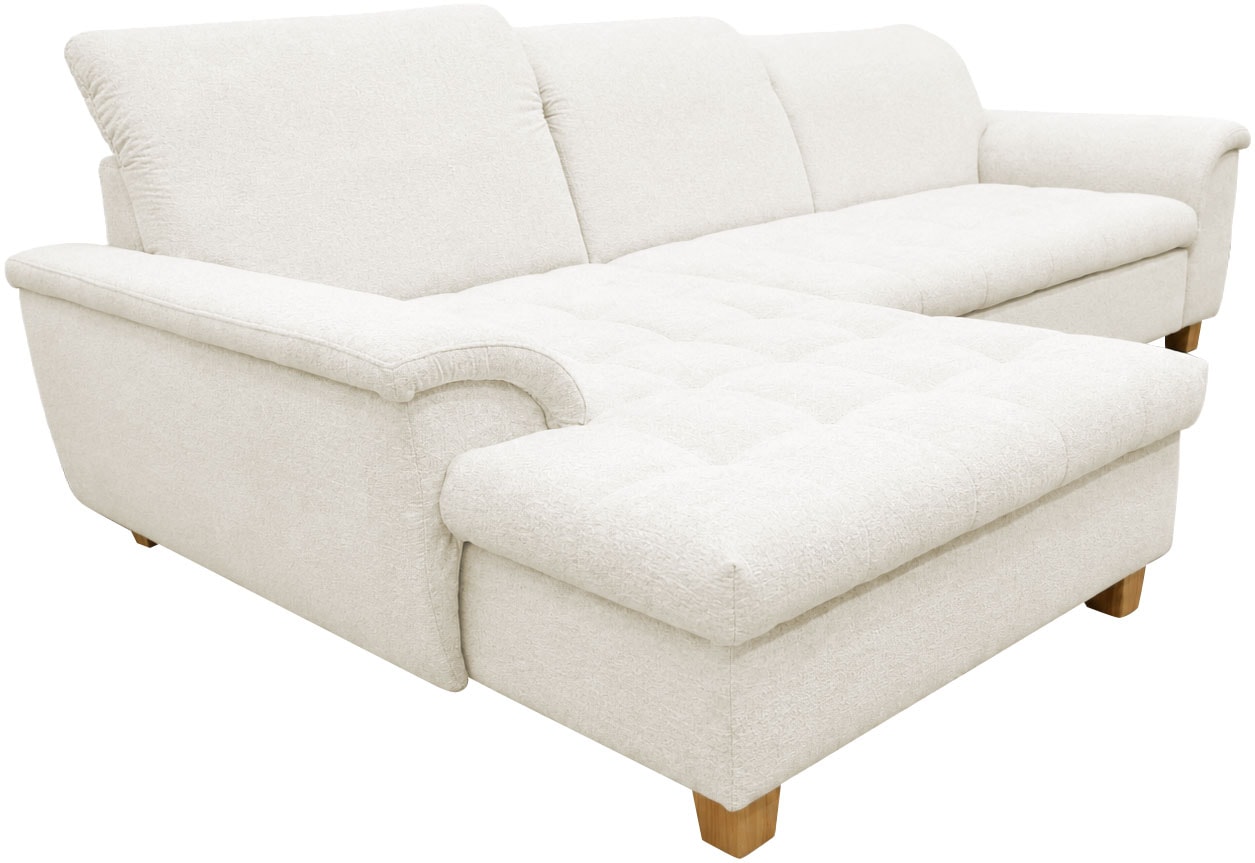 GOODproduct »Eggery 279 x 170 cm, auch mit Schlaffunktion & Bettkasten, Holzfüsse« Kopfteile verstellbar, L-Form, aus pflegeleichtem Luxus-Microfaser