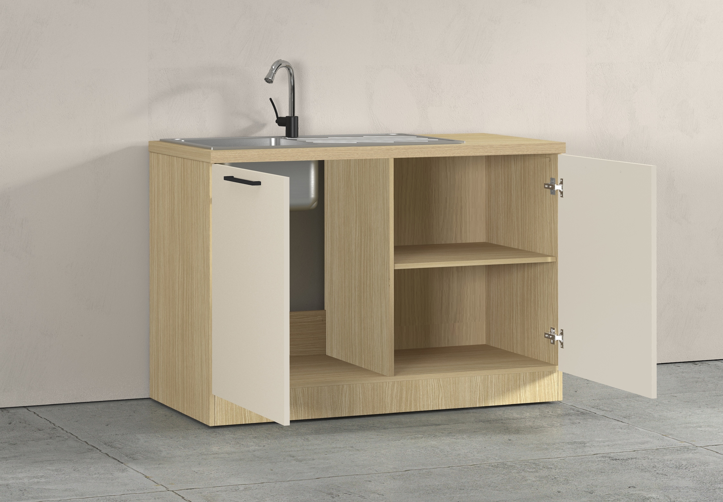 KOCHSTATION Meuble évier »Luna, Unterschrank für Spüle, Küchenspülenschrank, Made in  Italy« B/T/H: 120×60×85 cm, inklusive Einbauspüle und Siphon