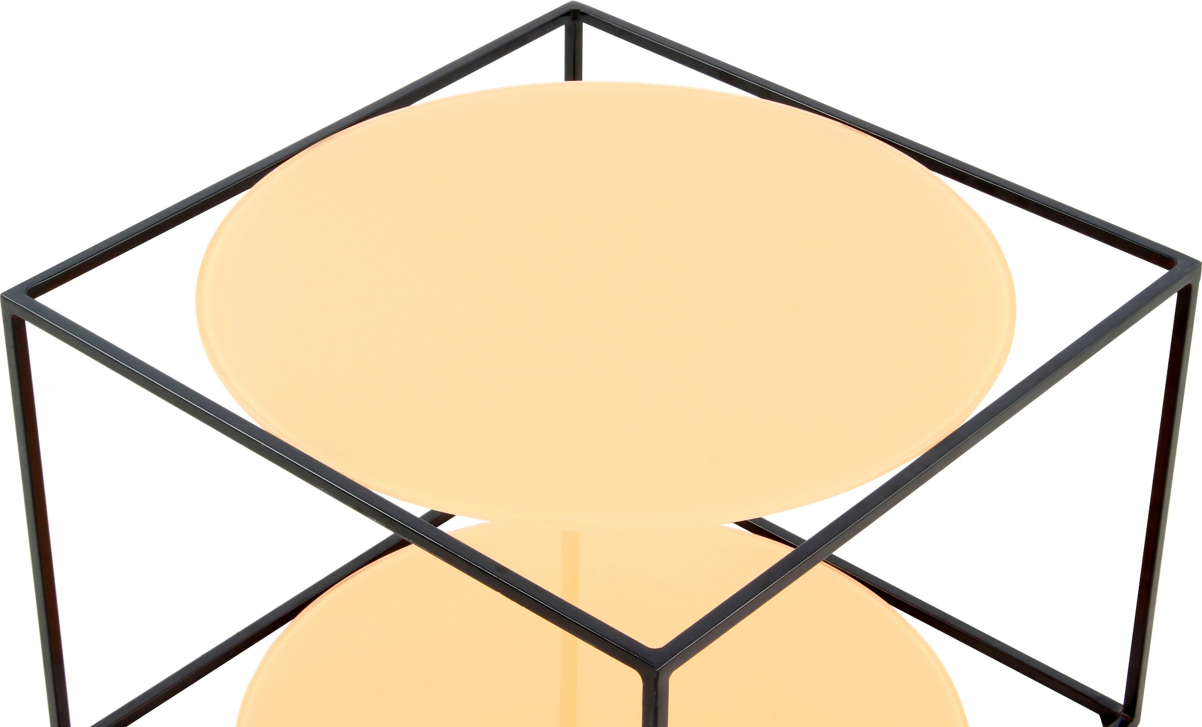 Kayoom Beistelltisch »Cody, Beistelltisch in Würfelform, offenes, modernes Design«, (1 St.), moderne Kubusform mit runden Ablageflächen aus Glas