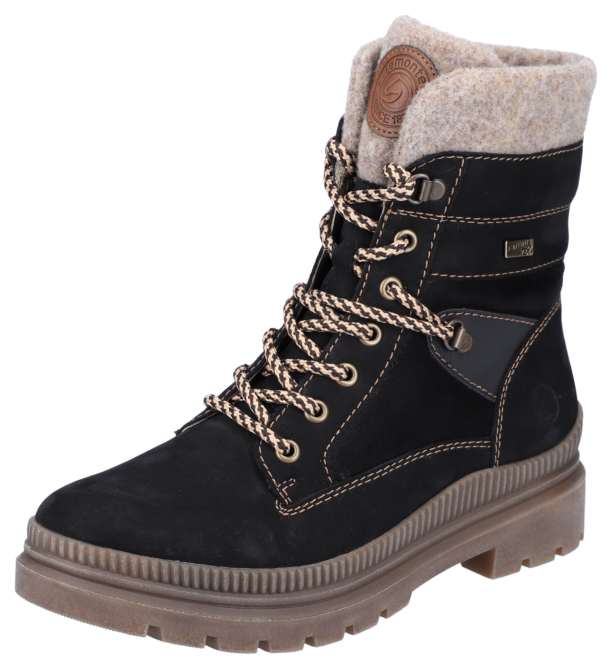 Image of Remonte Winterboots "FIBER-GRIP" Schnürstiefelette, Profilsohle, mit Schurwollfutter und TEX