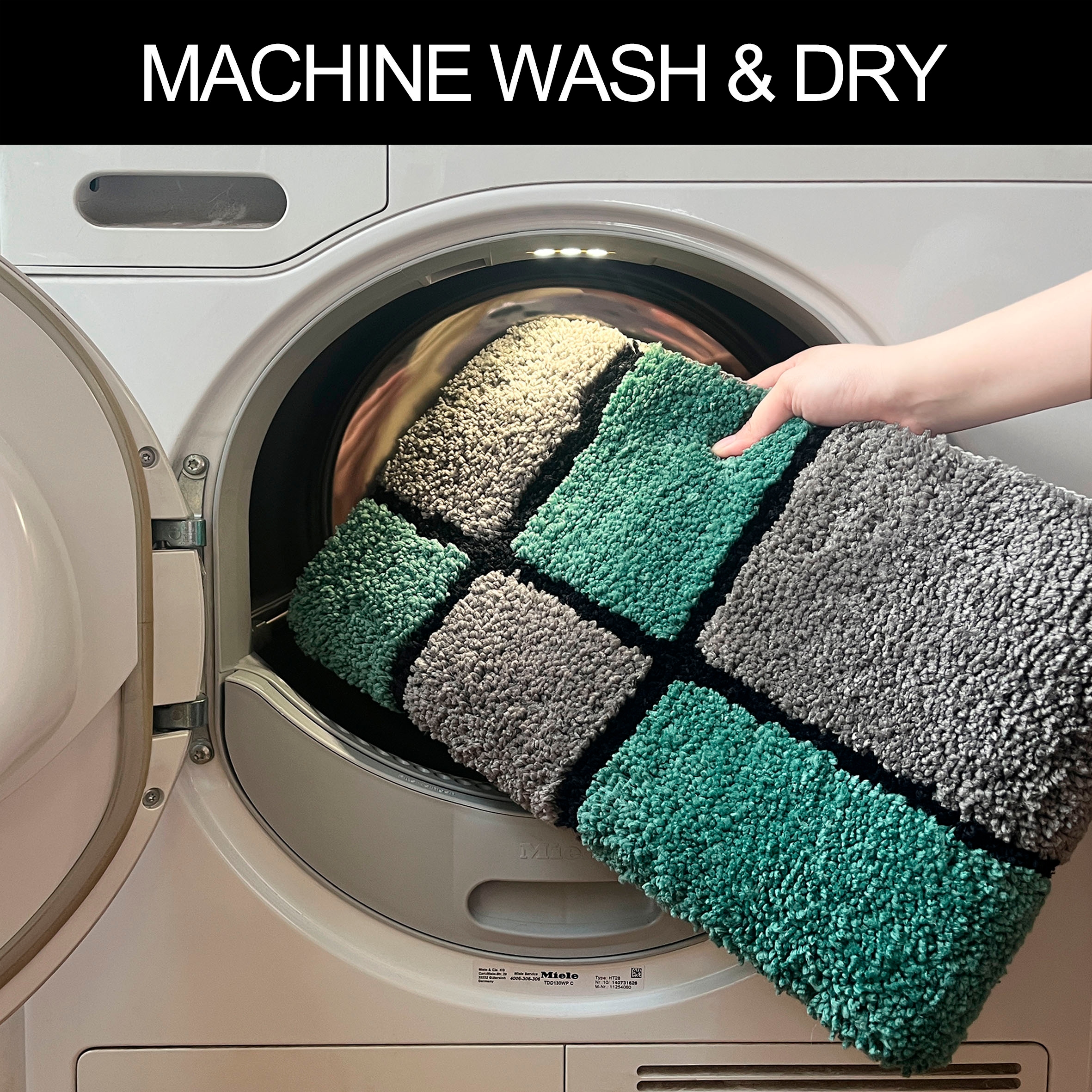 my home Badematte »Melli«, rutschhemmend beschichtet, fussbodenheizungsgeeignet, Badteppich, mit Muster, karierte Badematte