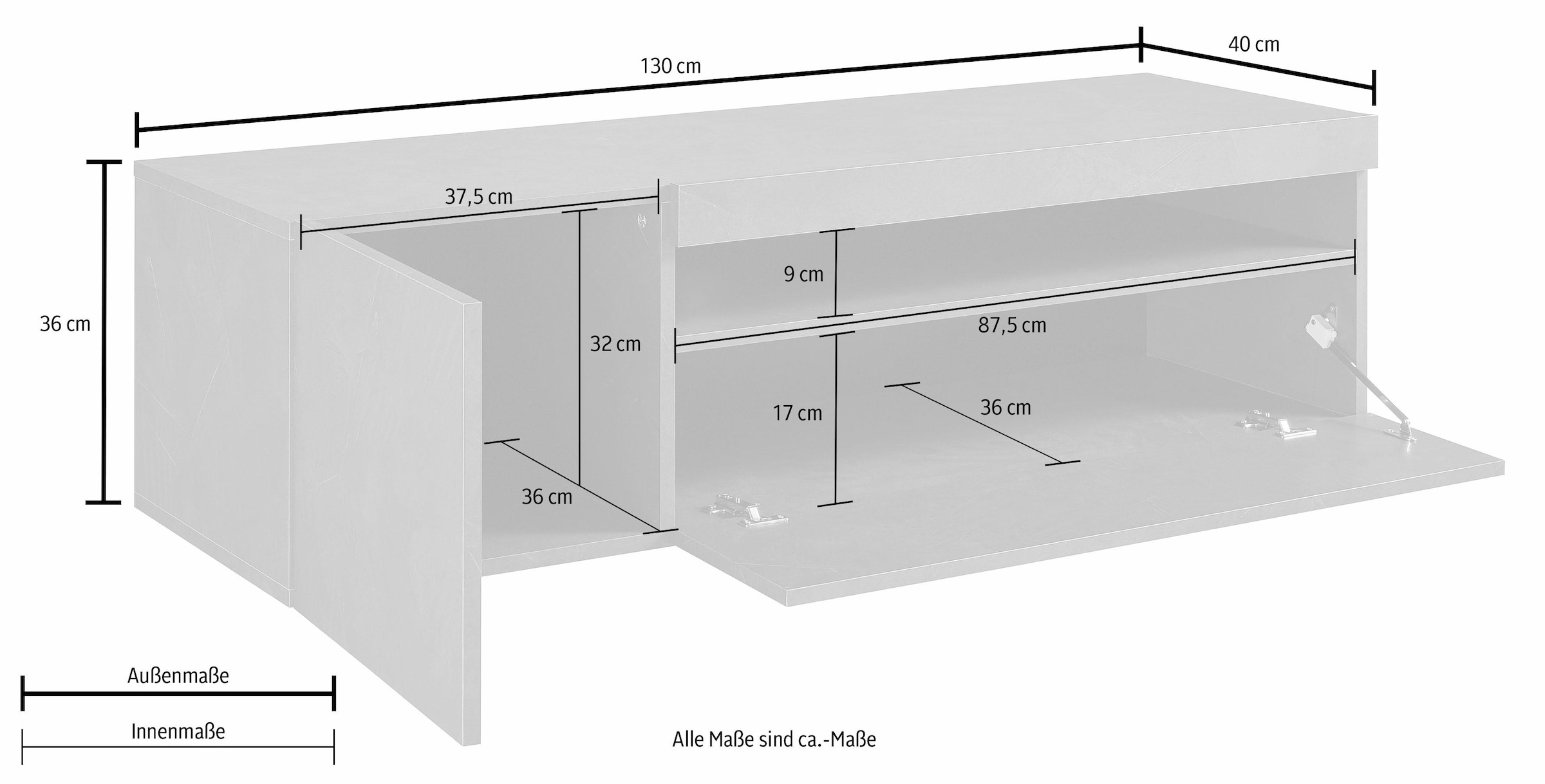 INOSIGN Lowboard, Breite 130 cm, ohne Beleuchtung