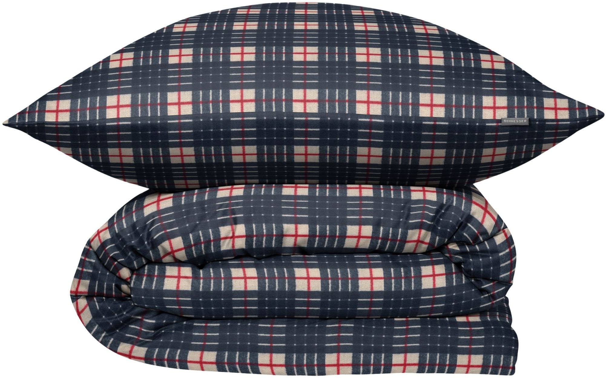 Image of Schiesser Bettwäsche "Family Check aus weicher Baumwolle mit Karomuster" 2 OEKO-TEX MADE IN GREEN