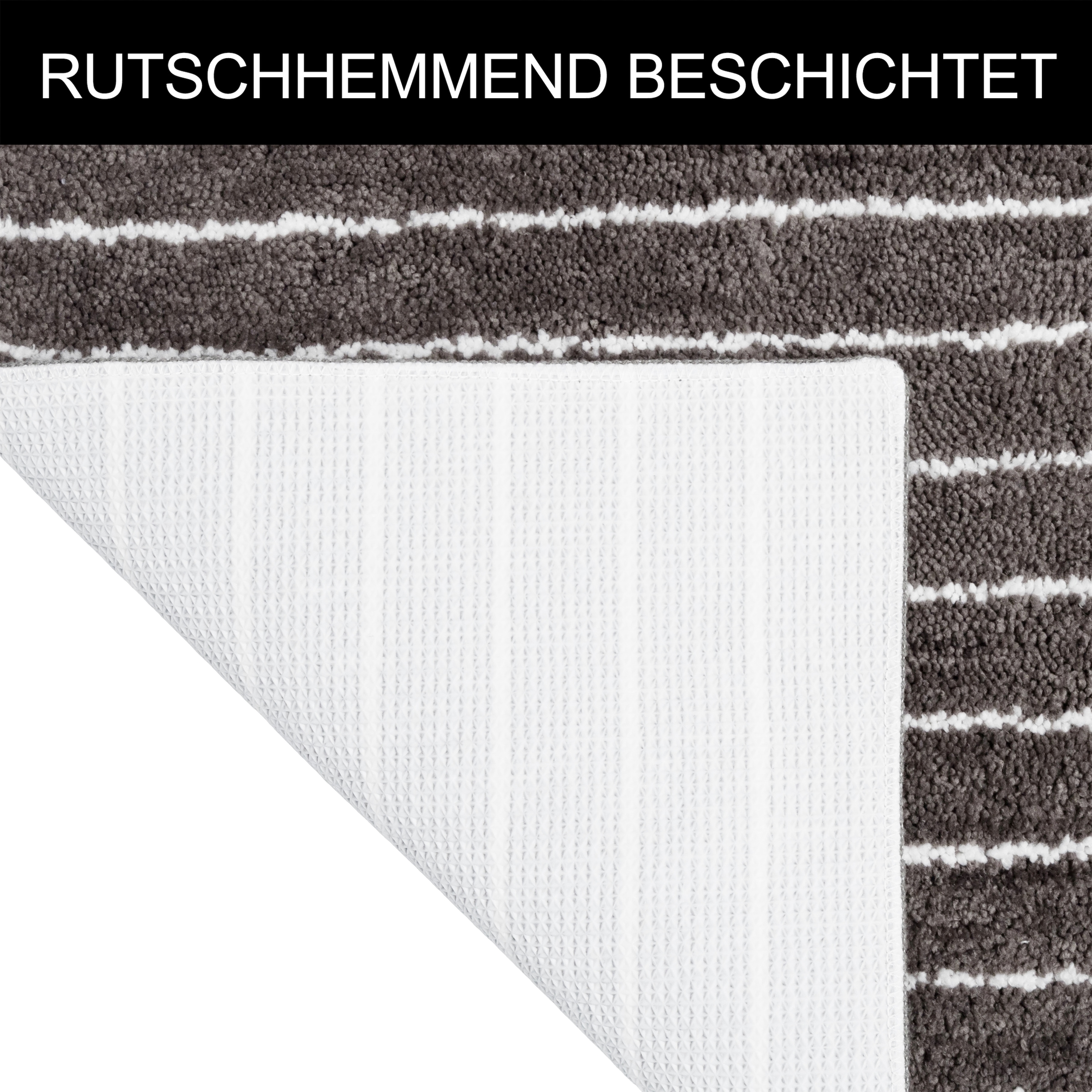 LeGer Home by Lena Gercke Tapis de bain »Tamsin, Badvorleger, Badezimmer Teppich, Duschvorleger« Höhe 10 mm revêtement antidérapant Séchage rapide | compatible chauffage au sol rayures, moderne