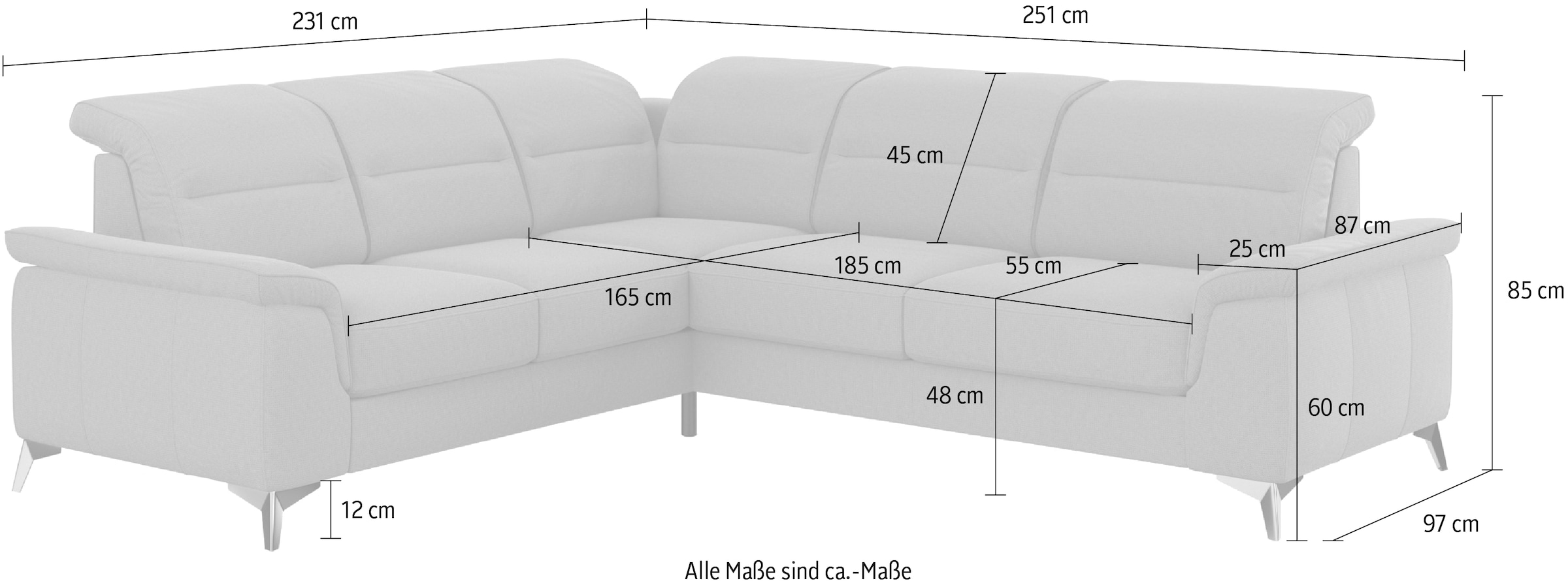 sit&more Canapé d'angle »Sinatra L-Form« optional mit Kopfteilverstellung und Armteilfunktion