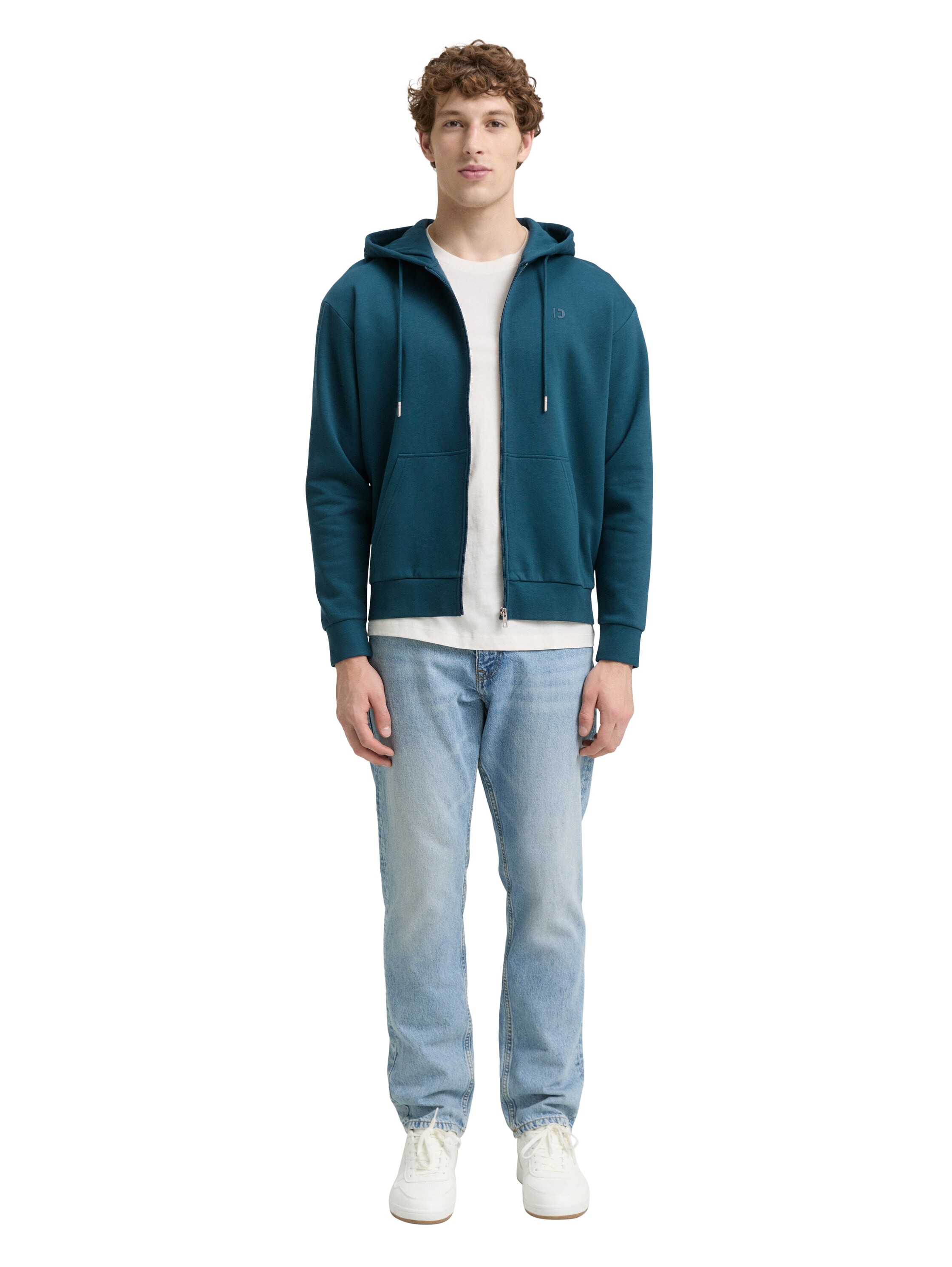 TOM TAILOR Denim Kapuzensweatjacke, mit Logostickerei