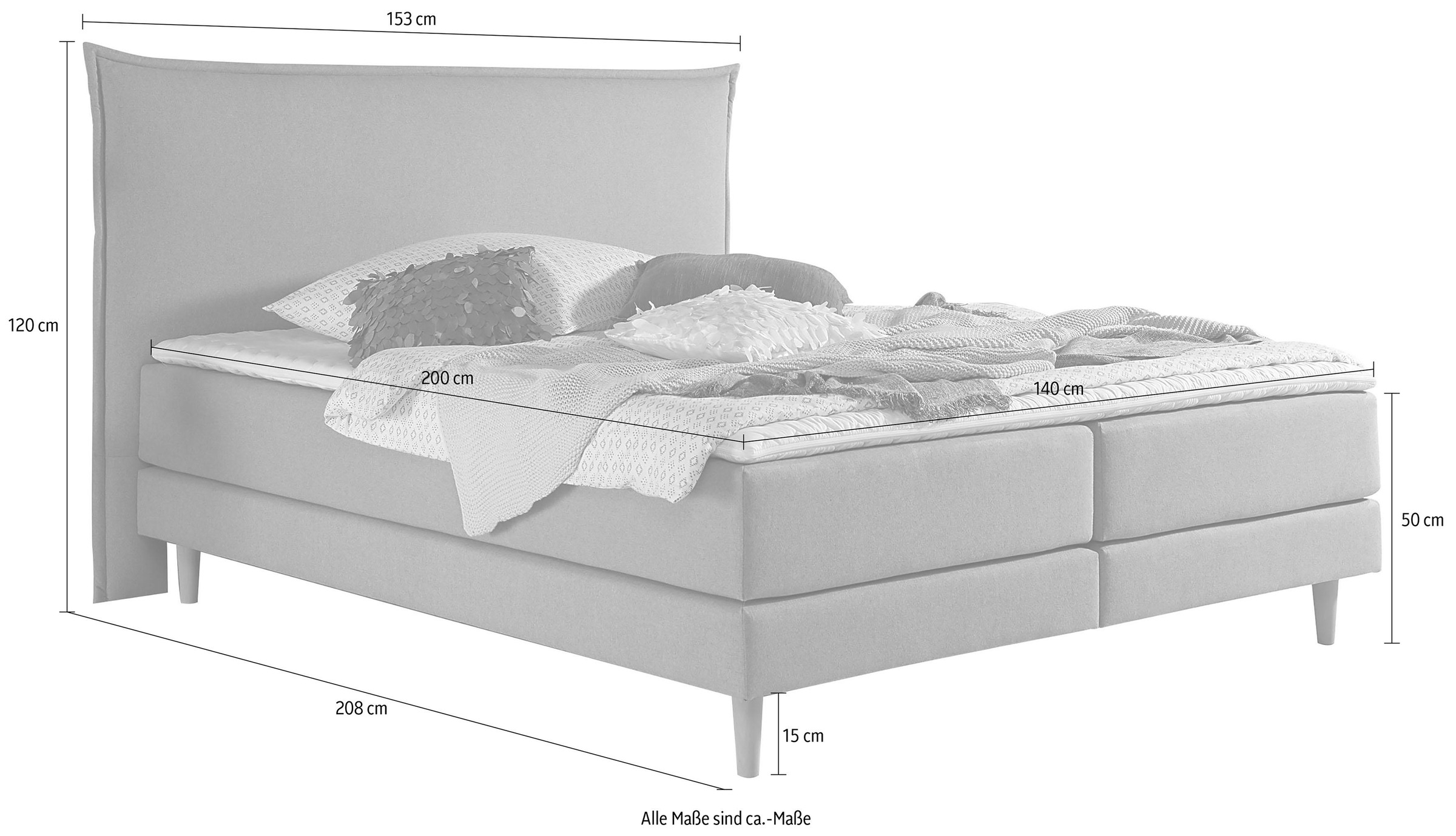 andas Boxspringbett »Kiruna«, in 4 Breiten, 3 Matratzenarten, bis zu 3 Härtegrade, incl. Topper