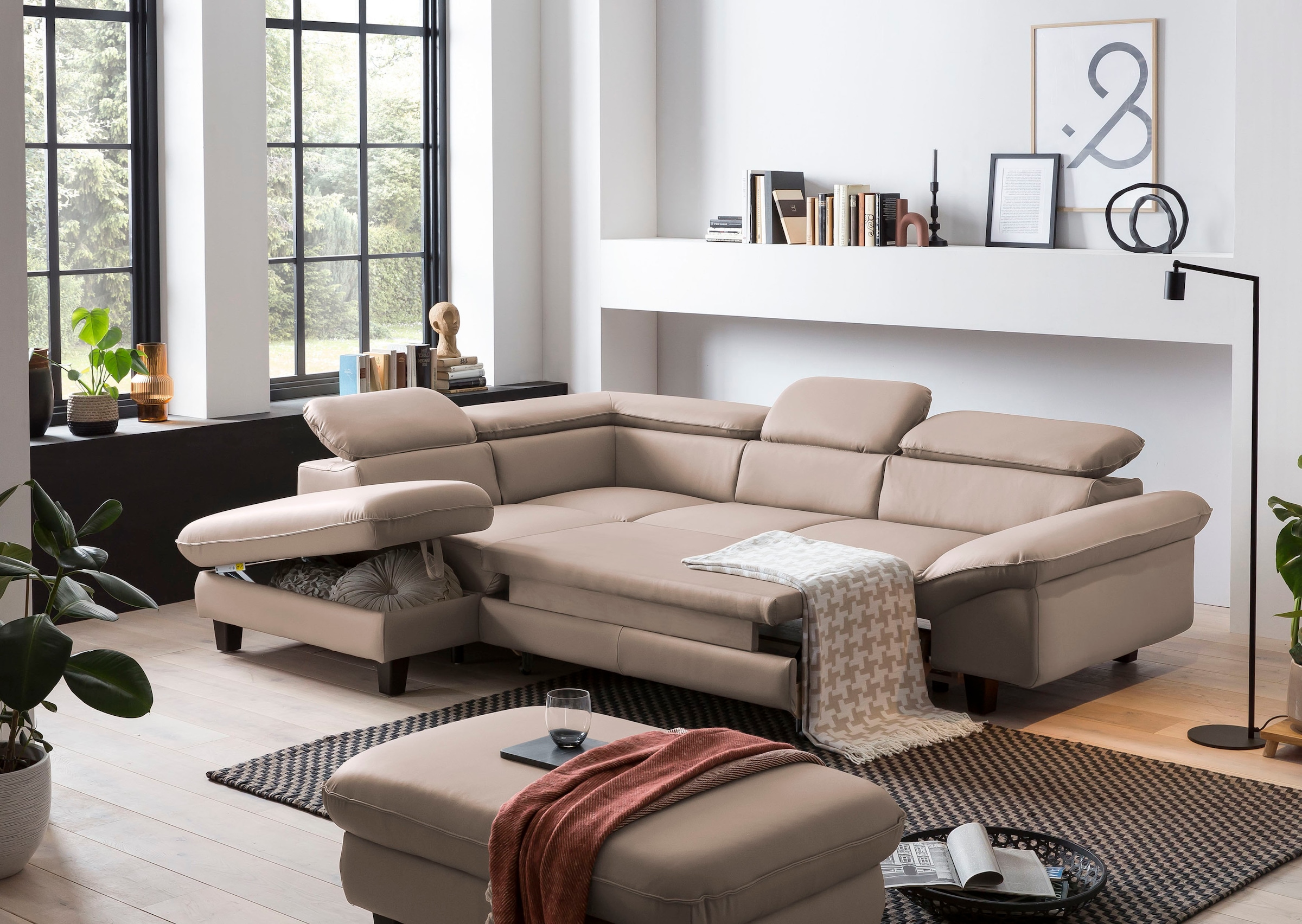 Home affaire Ecksofa »Pilot L-Form«, mit Kopfteilverstellung, wahlweise mit Bettfunktion & Bettkasten
