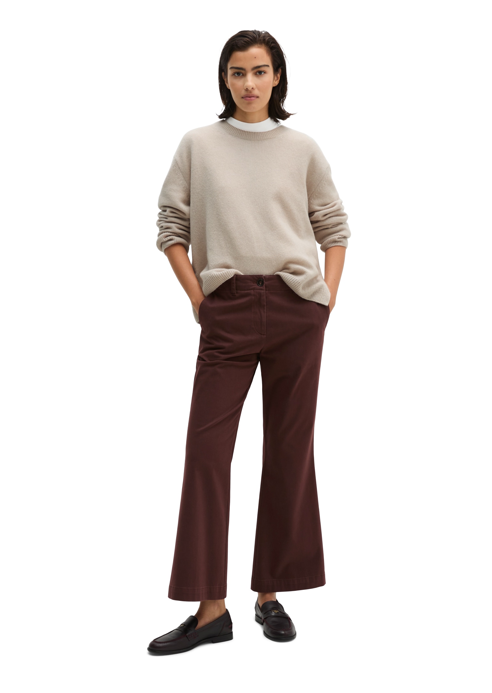 Marc O'Polo Pantalon 7/8  en satin stretch coton, coupe évasée