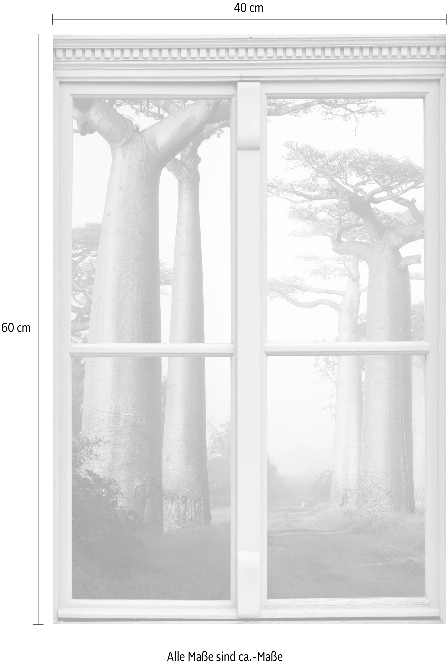queence Wandsticker »Affenbrotbäume«, Wandsticker, Wandbild, selbstklebend, 3D, Fenster