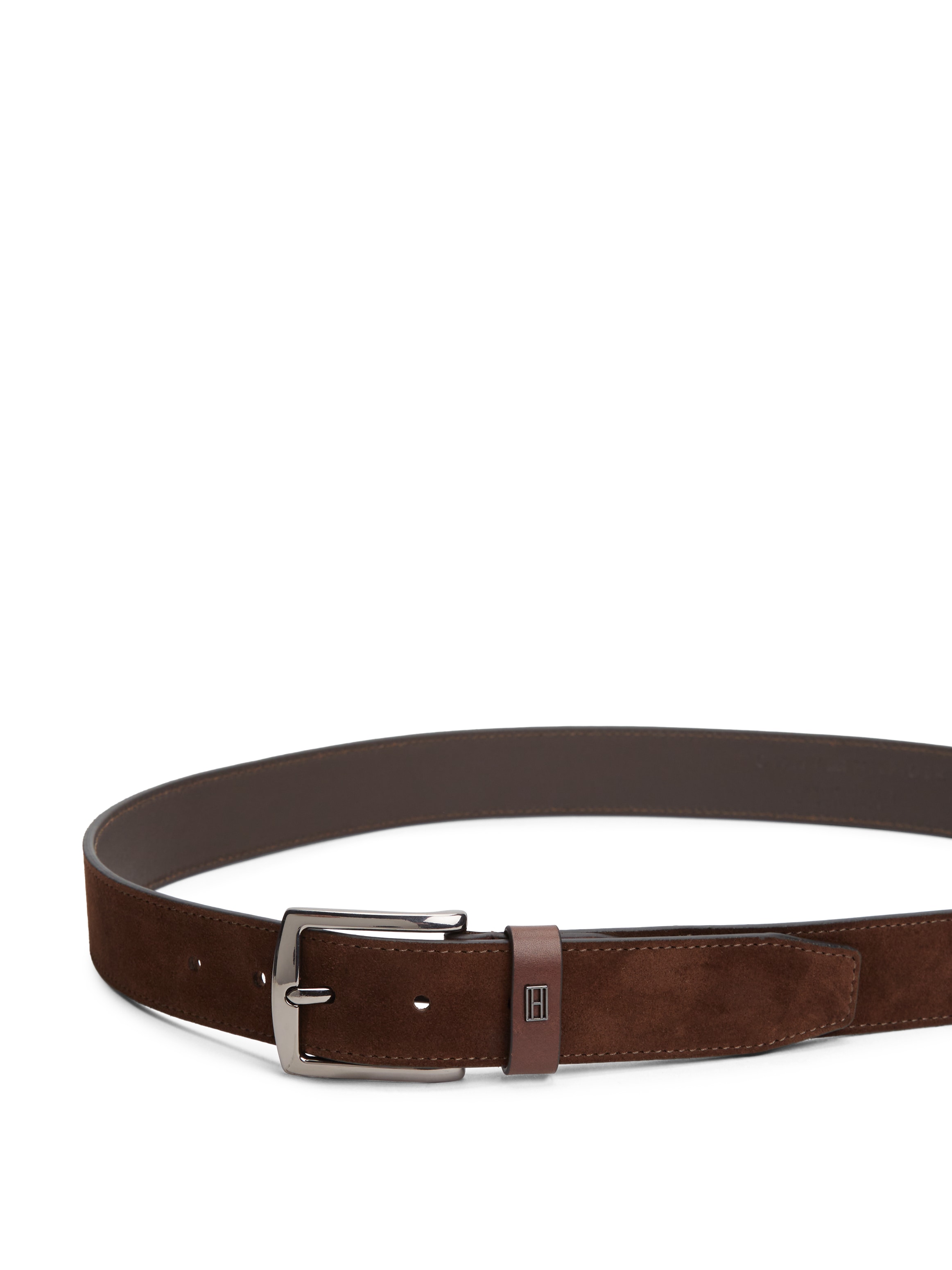 Tommy Hilfiger Ceinture en cuir »DENTON ELEVATED SUEDE 3,5 cm breit« aus Wildleder, kontrastfarbene Ziernähte