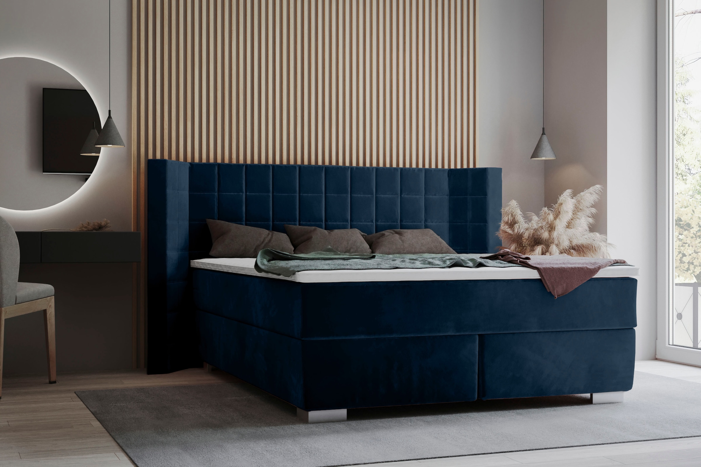 Home affaire Lit boxspring »Piazza« avec matelassage et tête de lit avec ailes latérales