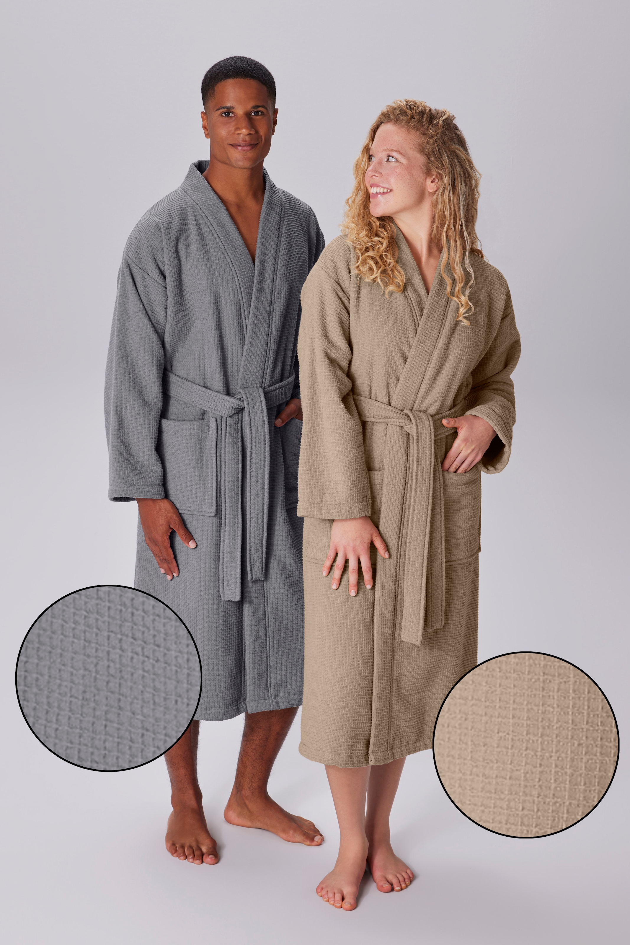 my home Unisex-Bademantel »Merida, Waffelpiqué, Premium Qualität, 500 g/m², Morgenmantel«, (1 St.), Hotelbademantel, dicke Qualität, S-2XL, auch ideal für Sauna & Spa