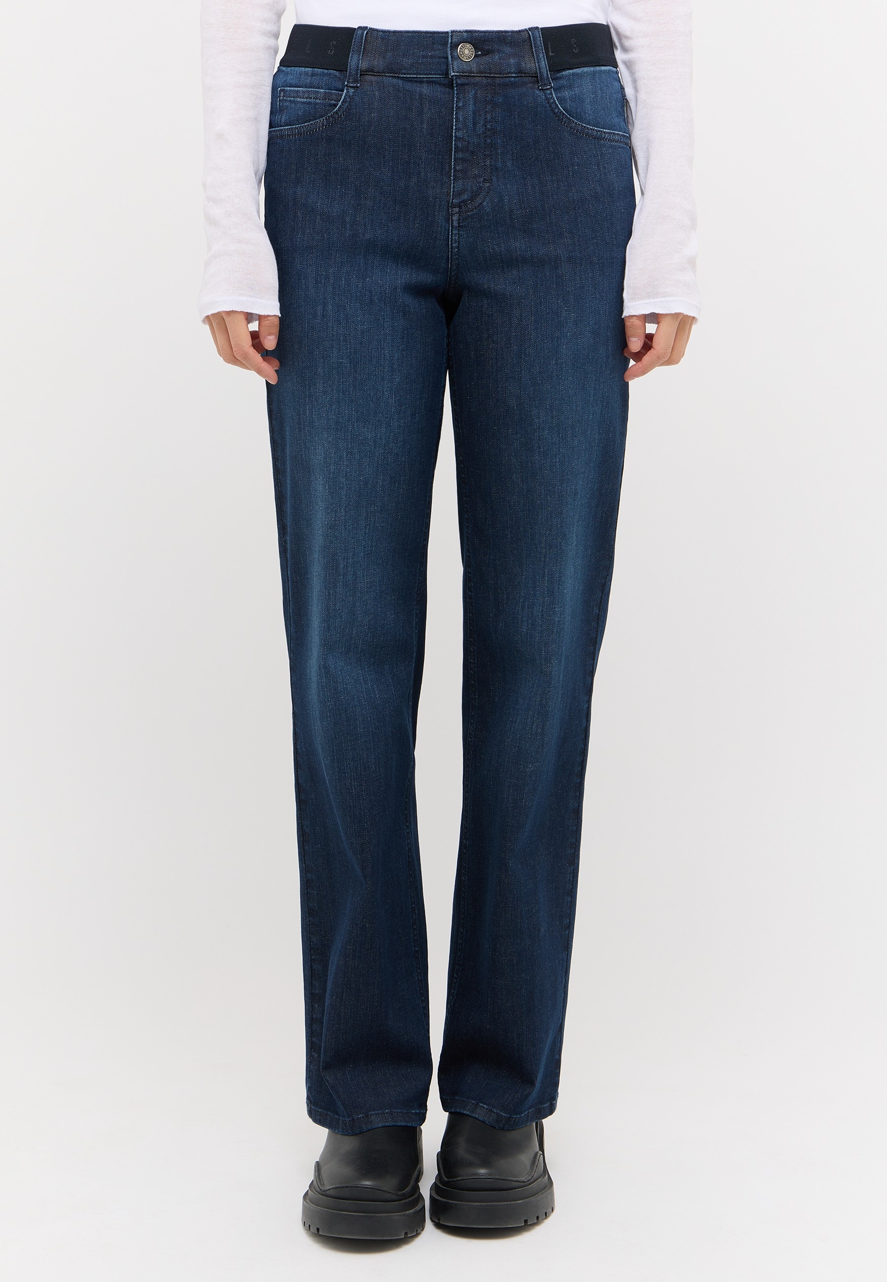 Image of ANGELS 5-Pocket-Jeans "L. SPORTY" weite Passform, mit Gürtelschlaufen, 1-Knopf-Form