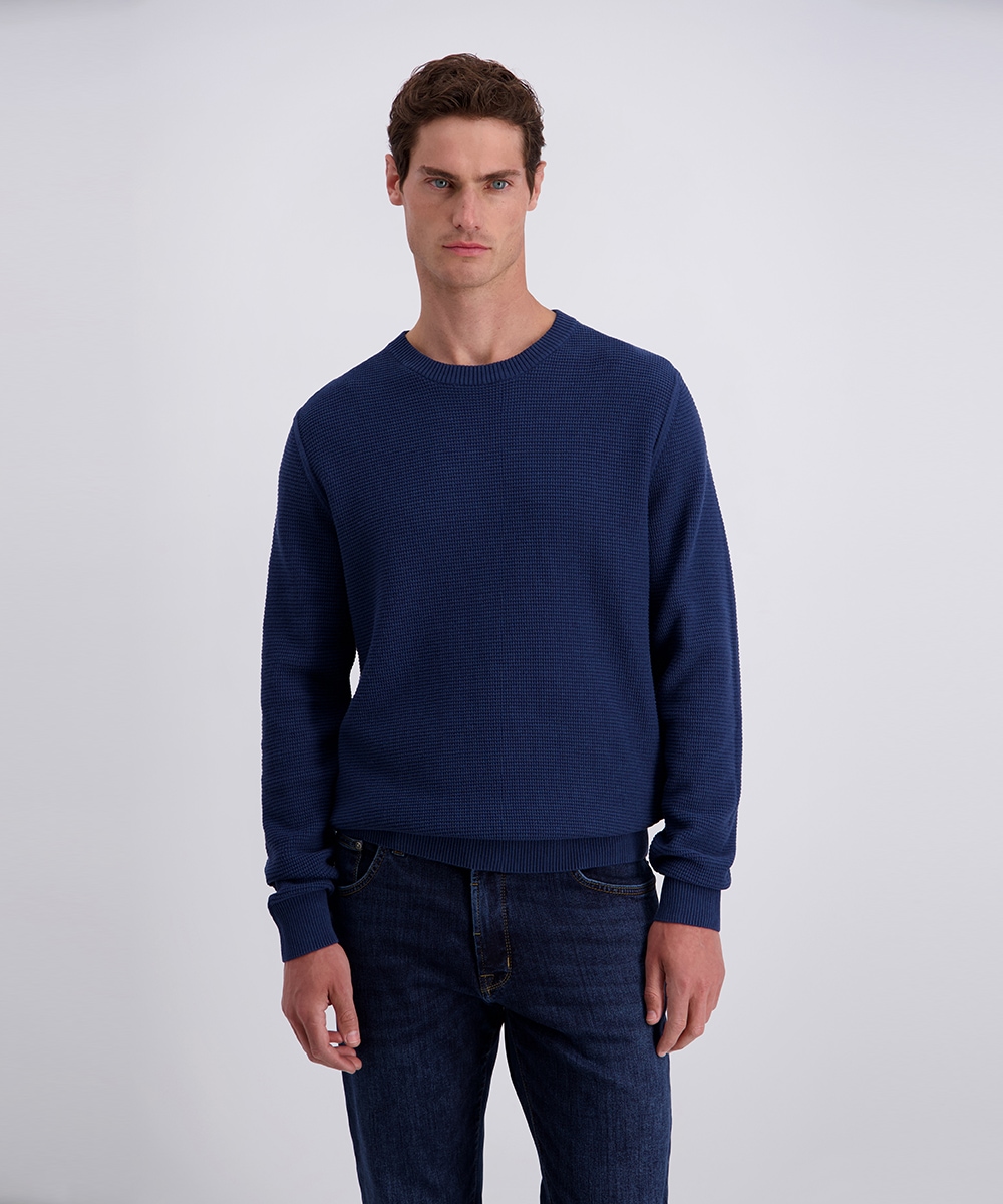 Pierre Cardin Pull à col rond avec motif à structure gaufrée