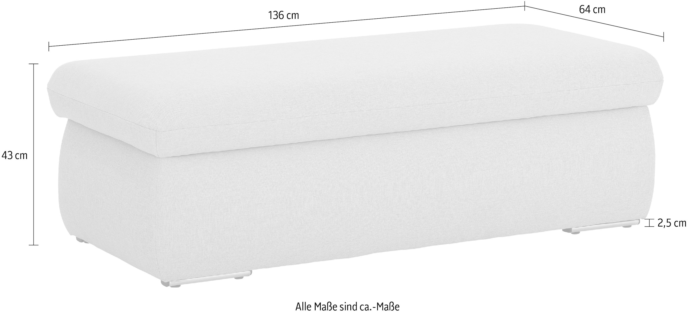 INOSIGN Polsterhocker »Avesa«, Mit grossem Staufach, passend zur Serie "Avesa", B/T/H: 136/64/43 cm