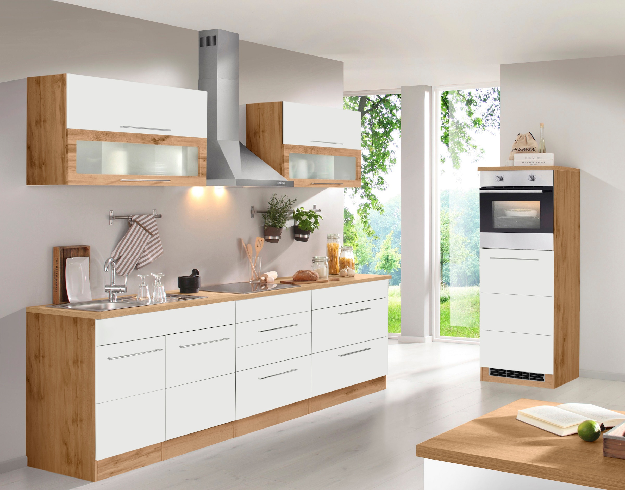 KOCHSTATION Kitchenette »KS-Wien« largeur 340 cm, au choix avec appareils électriques et induction