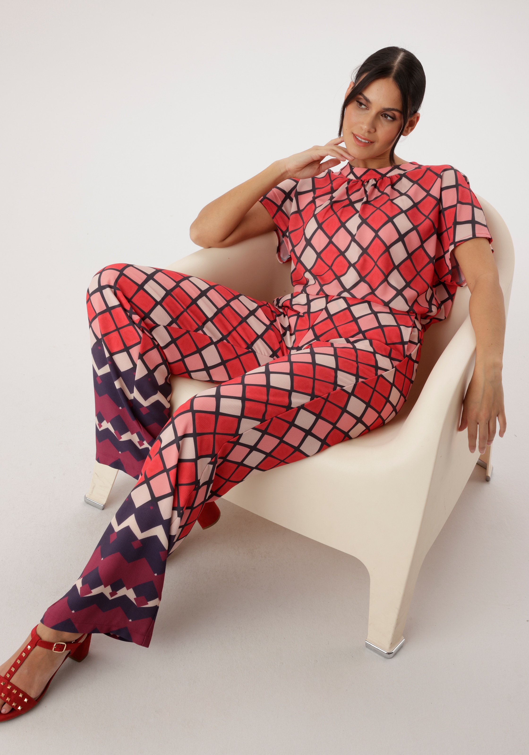 Aniston SELECTED Pantalon à enfiler  ausgefallener Rautenmusterung und Eingriffstaschen - NEUE KOLLEKTION