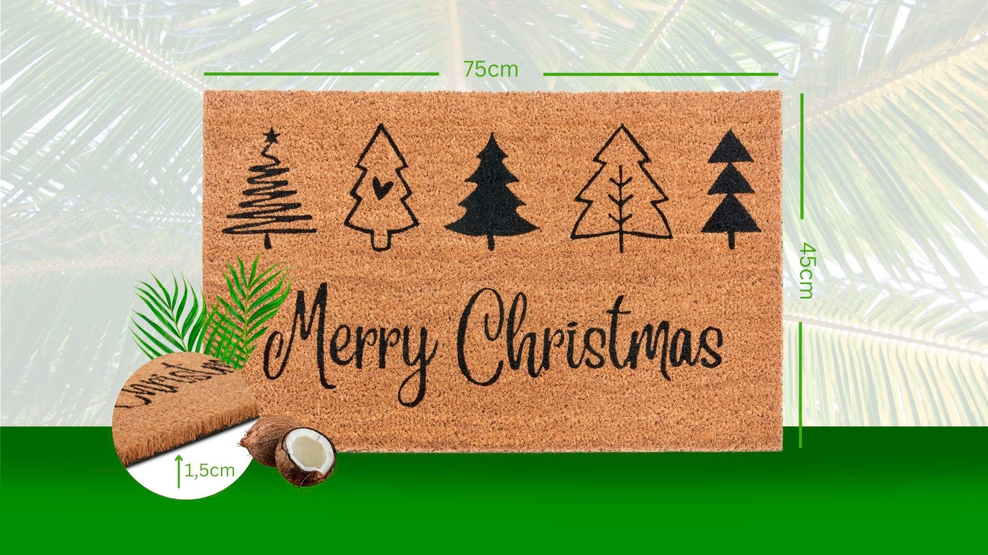 HANSE Home Fussmatte »Mix Mats Kokos Christmas Trees«, rechteckig,  Weihnachten, Schmutzfangmatte, Outdoor, Rutschfest, Innen, Kokosmatte  Trouver sur