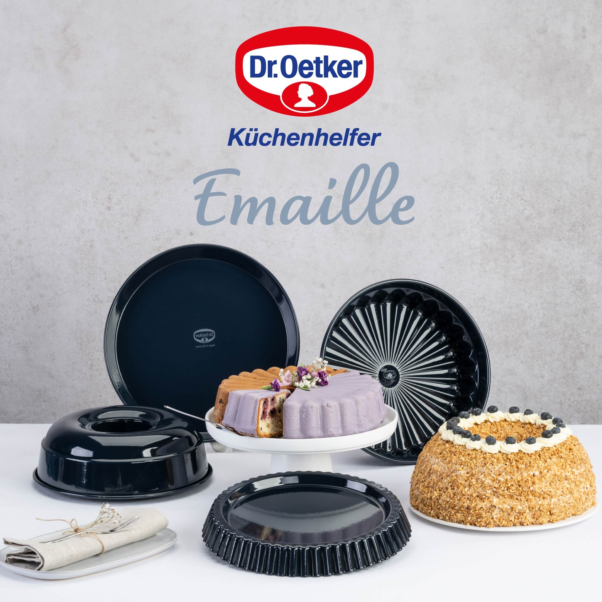 Dr. Oetker Küchenhelfer Kuchenblech »Back-Liebe Emaille, 30 cm« Emaille 1 Stk. tlg. Schnitt- & kratzfeste Backform mit Emaille & Antihaft-Beschichtung