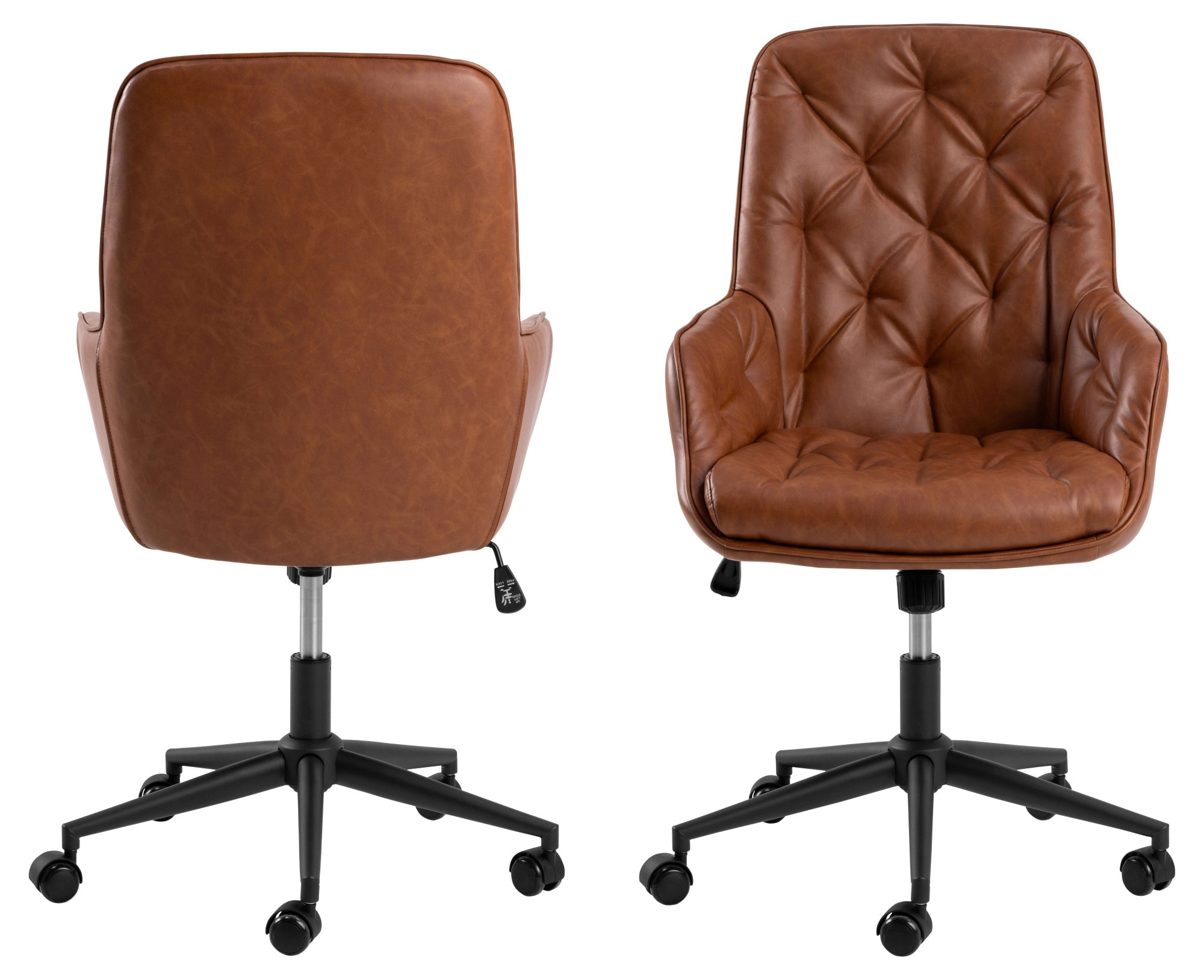 ACTONA GROUP Schreibtischstuhl »Erik« () Schreibtischstuhl, PU retro Cognac, 5 Stern Gestell matt schwarz