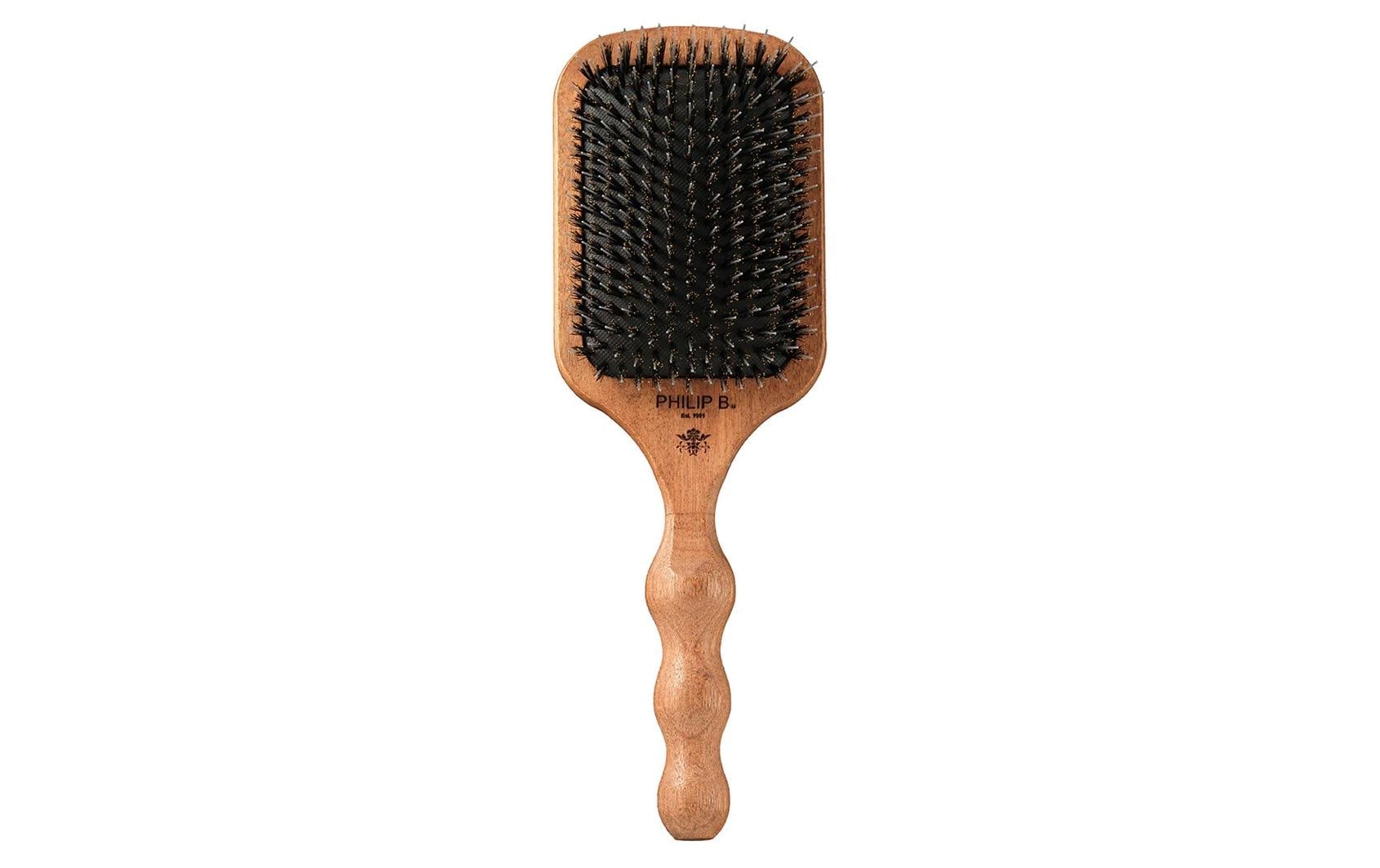   Brosse à cheveux »PHILIP B Genius Paddle Brush« brosse ergonomique à palette en acajou avec poils de sanglier