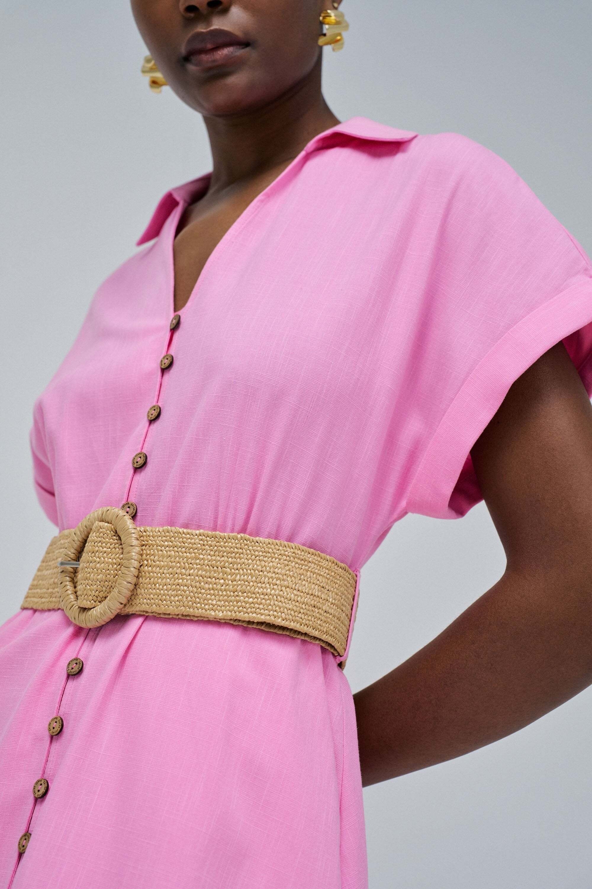 Salsa Midikleid »Salsa Jeans Midikleid Linen Shirt Dress With Front Buttoned Belt«
