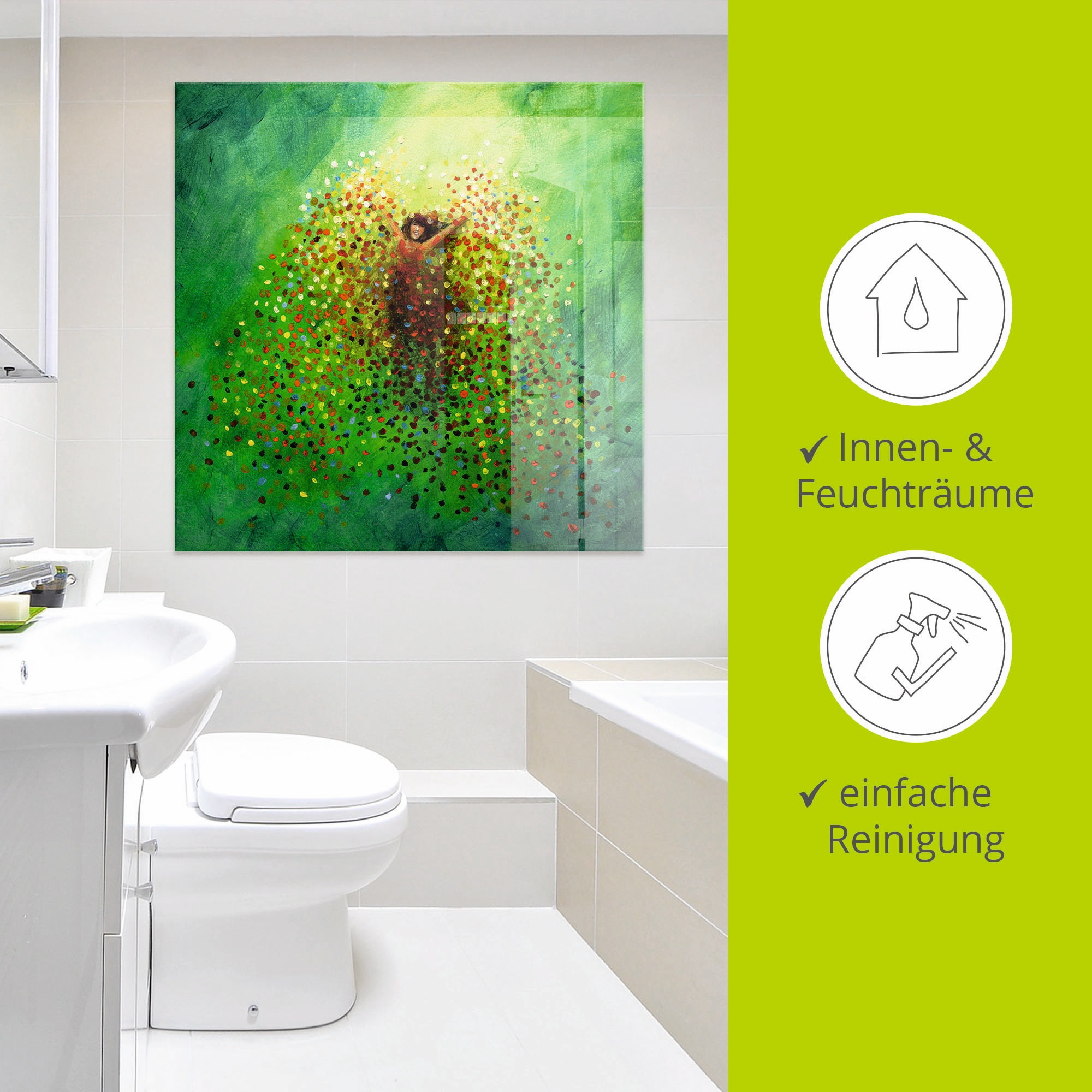 Artland Glasbild »Sich selbst feiern«, Frau, (1 St.), in verschiedenen Grössen