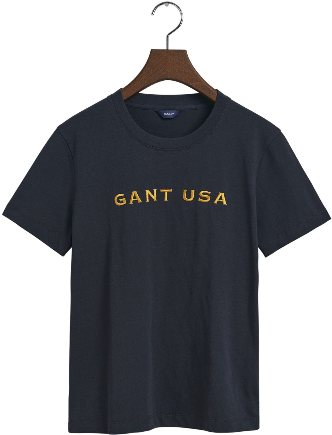 T-Shirt«, T-Shirt »D1. mit versandkostenfrei Gant bestellen ♕ Short Glanzgarn goldfarbenem Logo