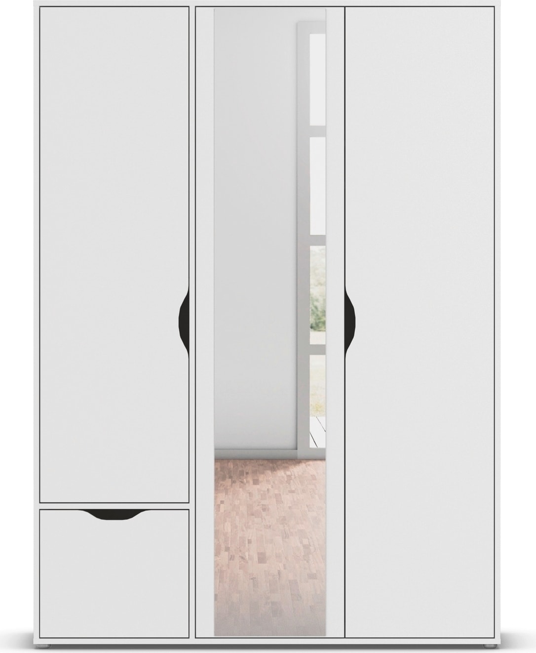 rauch Kleiderschrank »Drehtürenschrank Schrank Garderobe Wäscheschrank NARAI mit Schubladen« in 3 verschiedenen Ausstattungen BASIC/CLASSIC/PREMIUM,  Griffausfräsungen für eine grifflose Optik TOPSELLER MADE IN GERMANY
