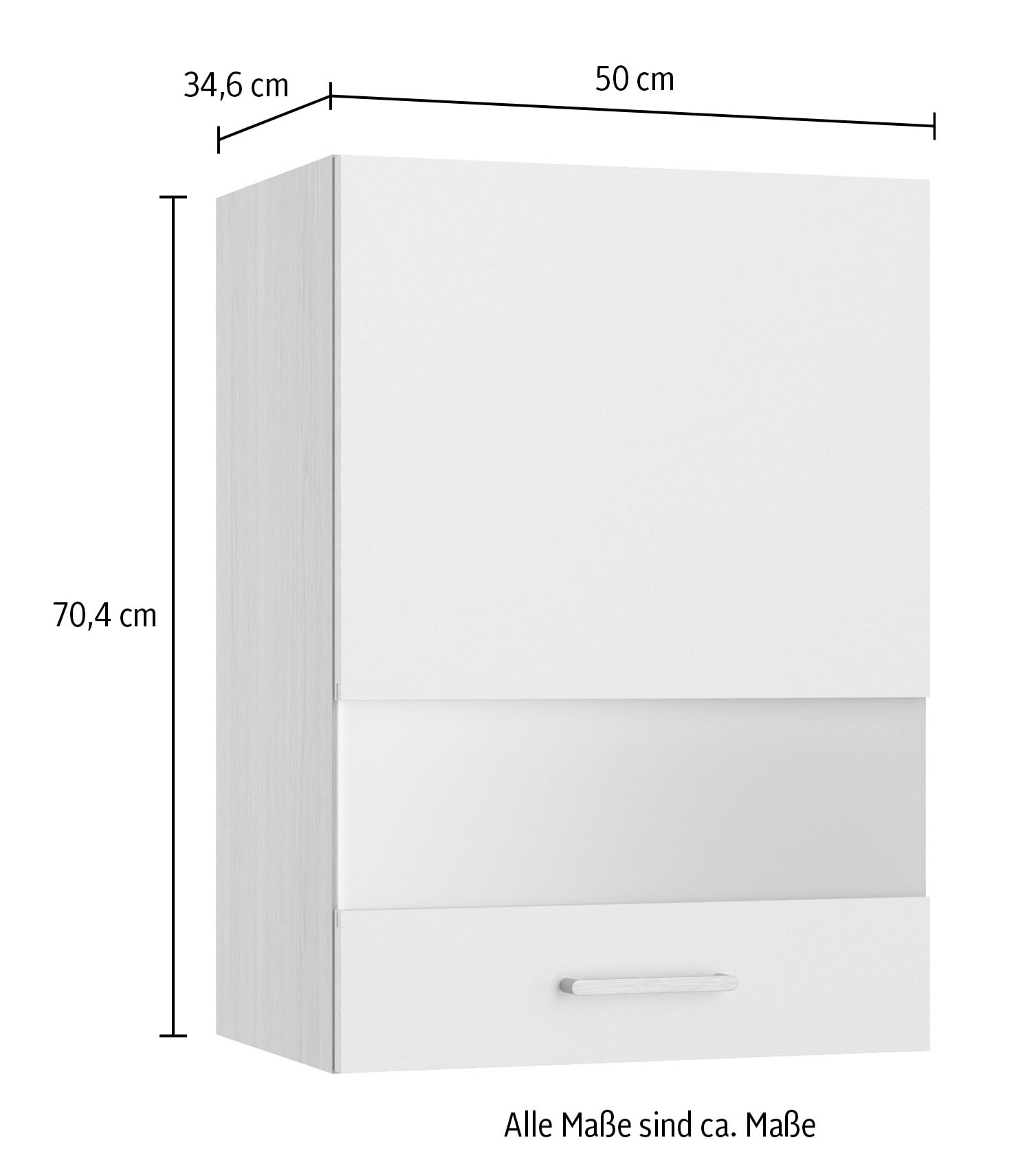KOCHSTATION Armoire suspendue »KS-Lucy« Breite 50 cm, mit 1 Segmentglastür, 2 Einlegeböden, Soft-Close