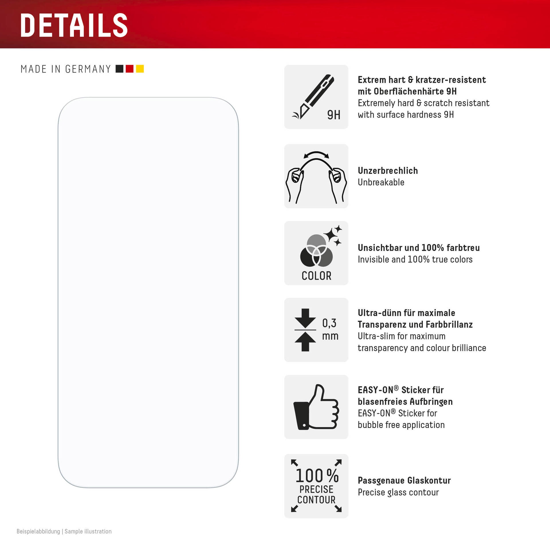 Displex Displayschutzglas »Smart Glass Screen Protector« für Apple iPhone 17 Pro Max Displayschutzfolie, Schutzfolie, Bildschirmschutz, kratz- & stossfest